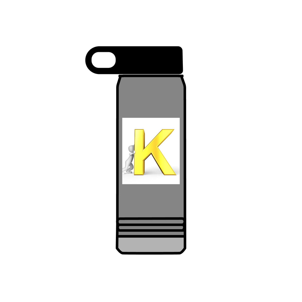 Yellow 3D K Monogram Water Bottle | Initial K Stainless Steel 20oz