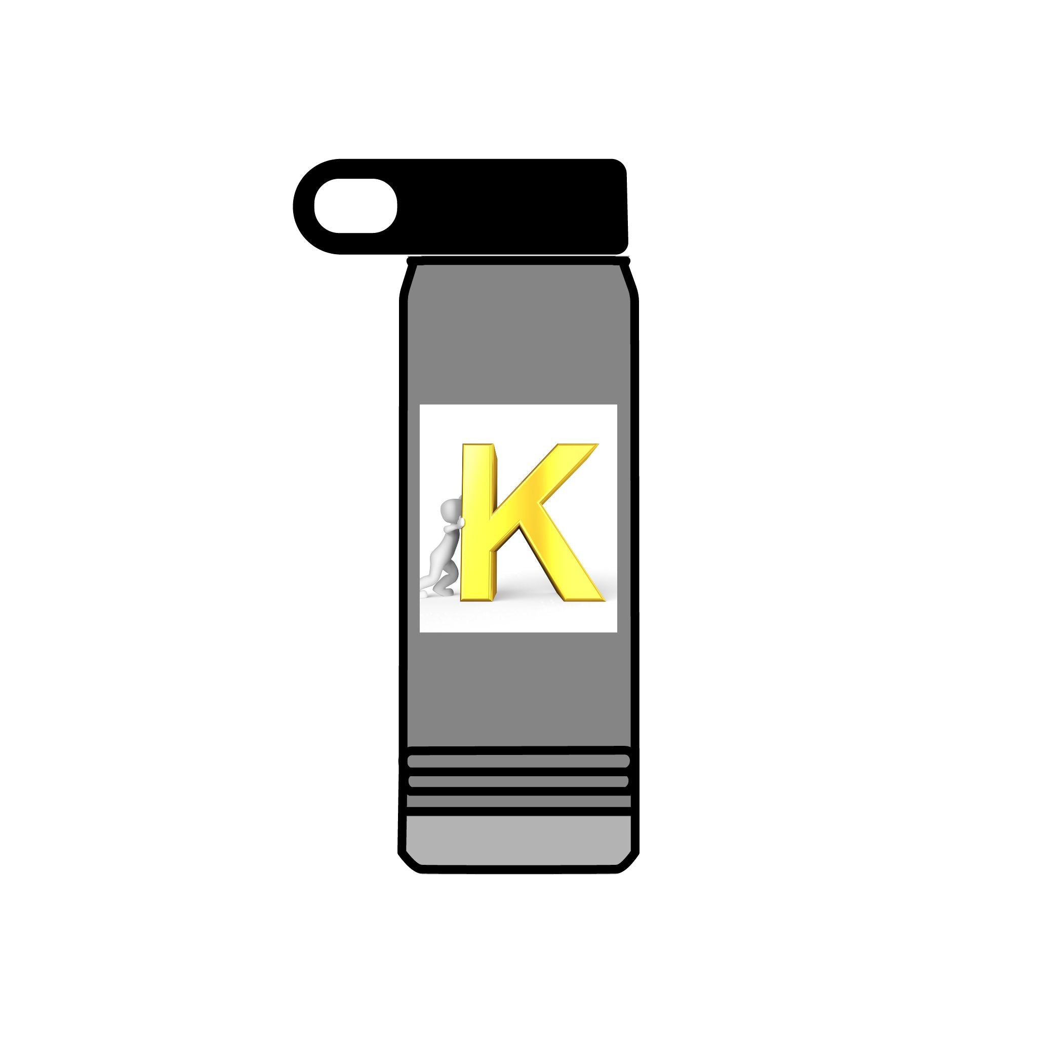 Yellow 3D K Monogram Water Bottle | Initial K Stainless Steel 20oz