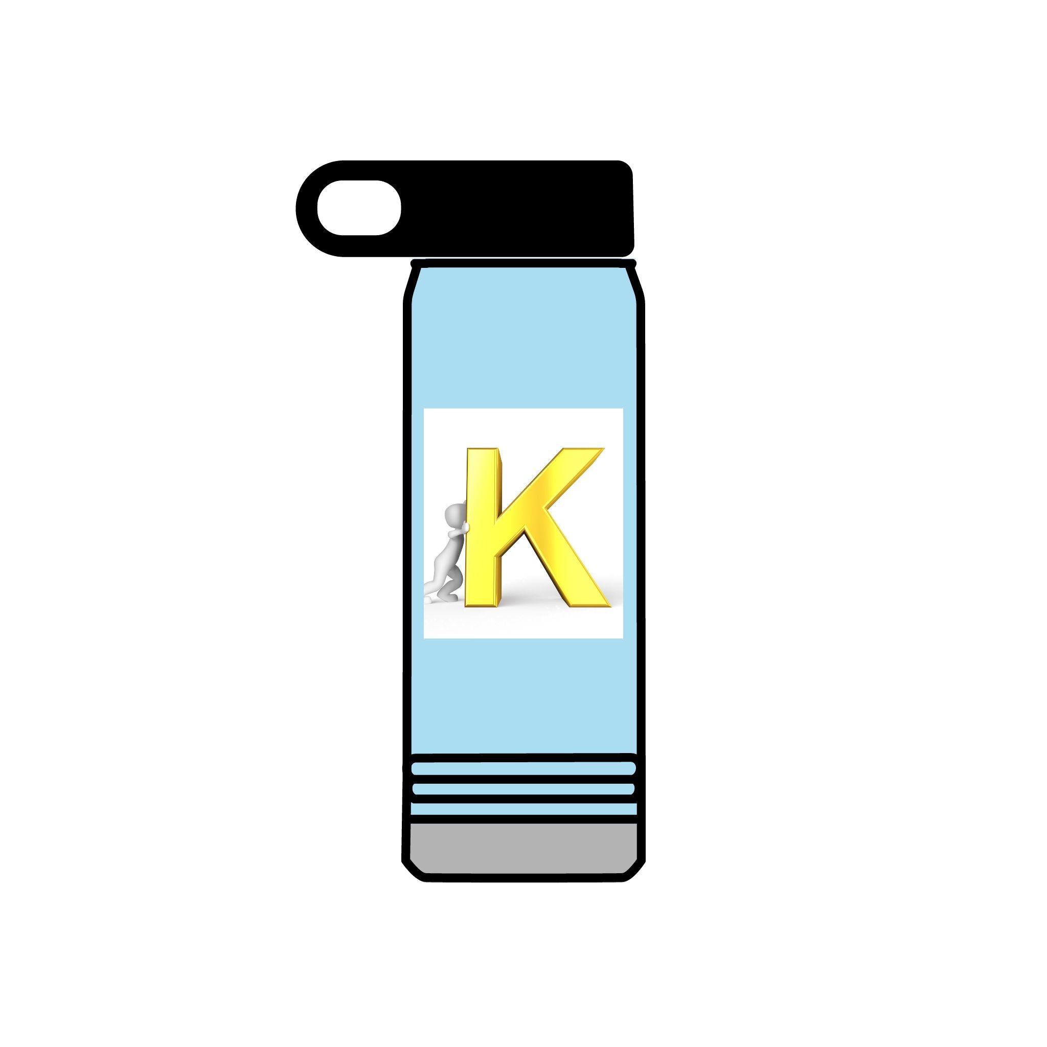 Bouteille d'eau monogramme K 3D jaune | Initiales K Acier inoxydable 590 ml