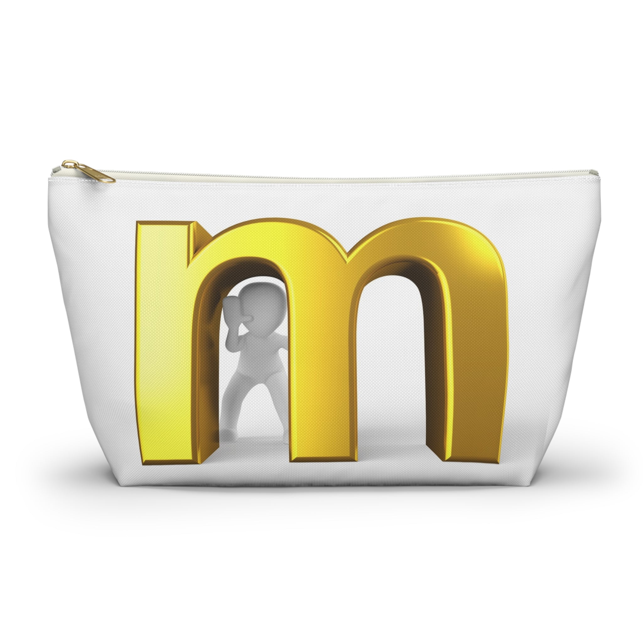 Gold Letter M Monogram Accessory Pouch | T-Bottom Makeup Bag