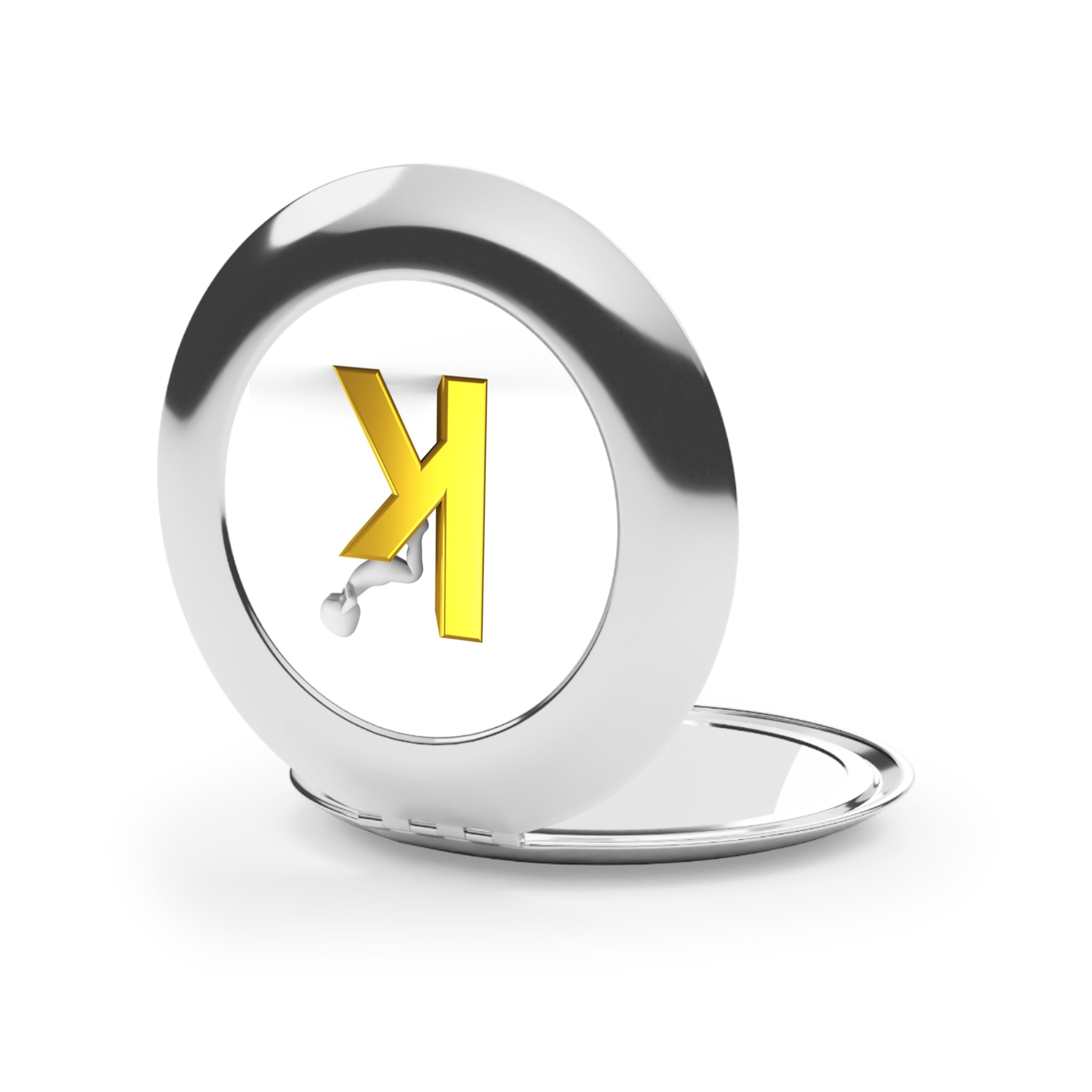 Gold Letter K Monogram Compact Travel Mirror | Personalized Initial Makeup Mirror