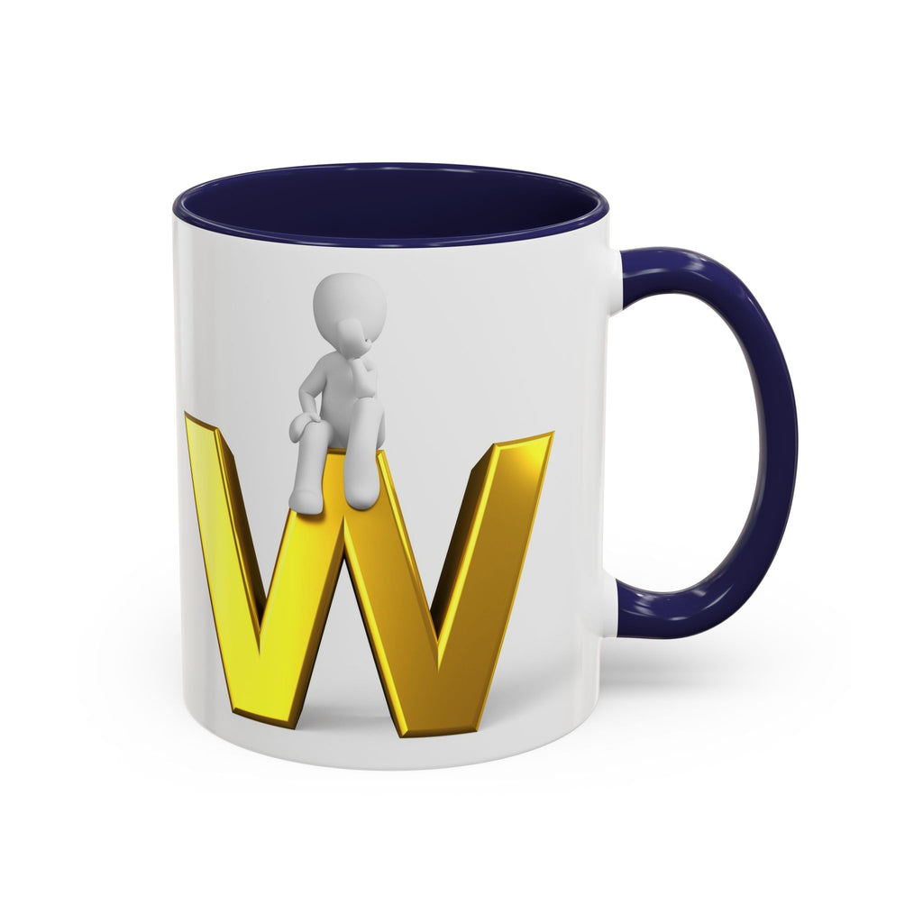 3D Letter W with Sitting Figure Mug | Accent Coffee Mug