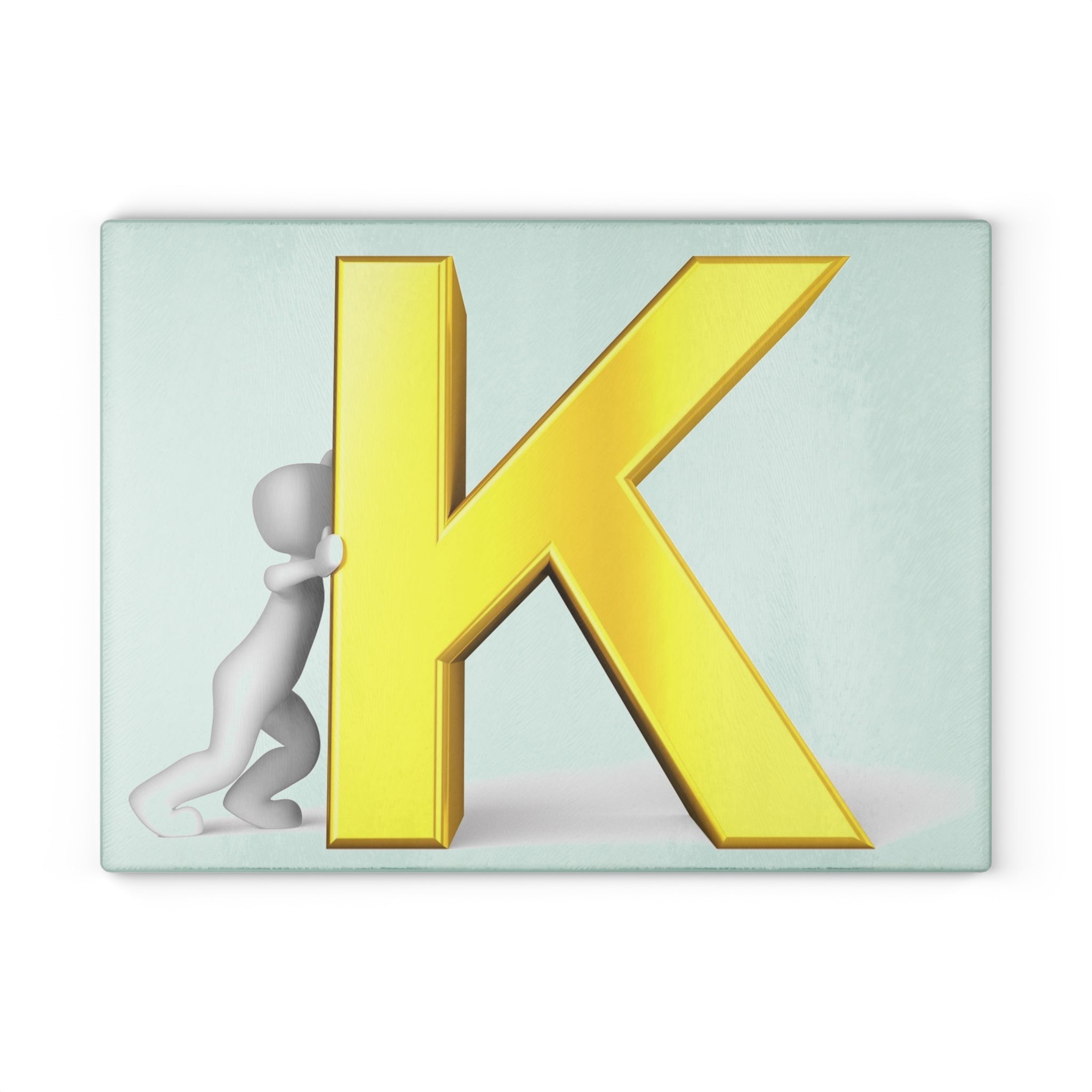 Gold Letter K design Glass Cutting Board | Monogram Initial K
