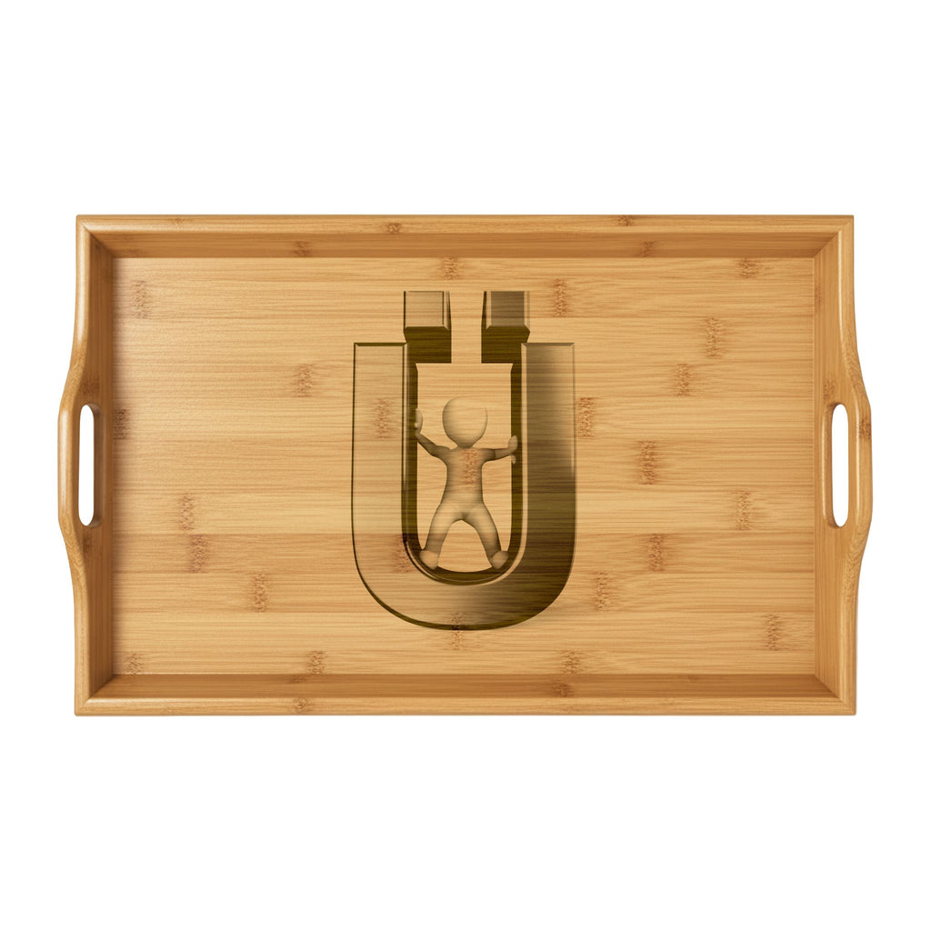 Letter Ü Monogram Bamboo Serving Tray | Engraved Initial Letter U