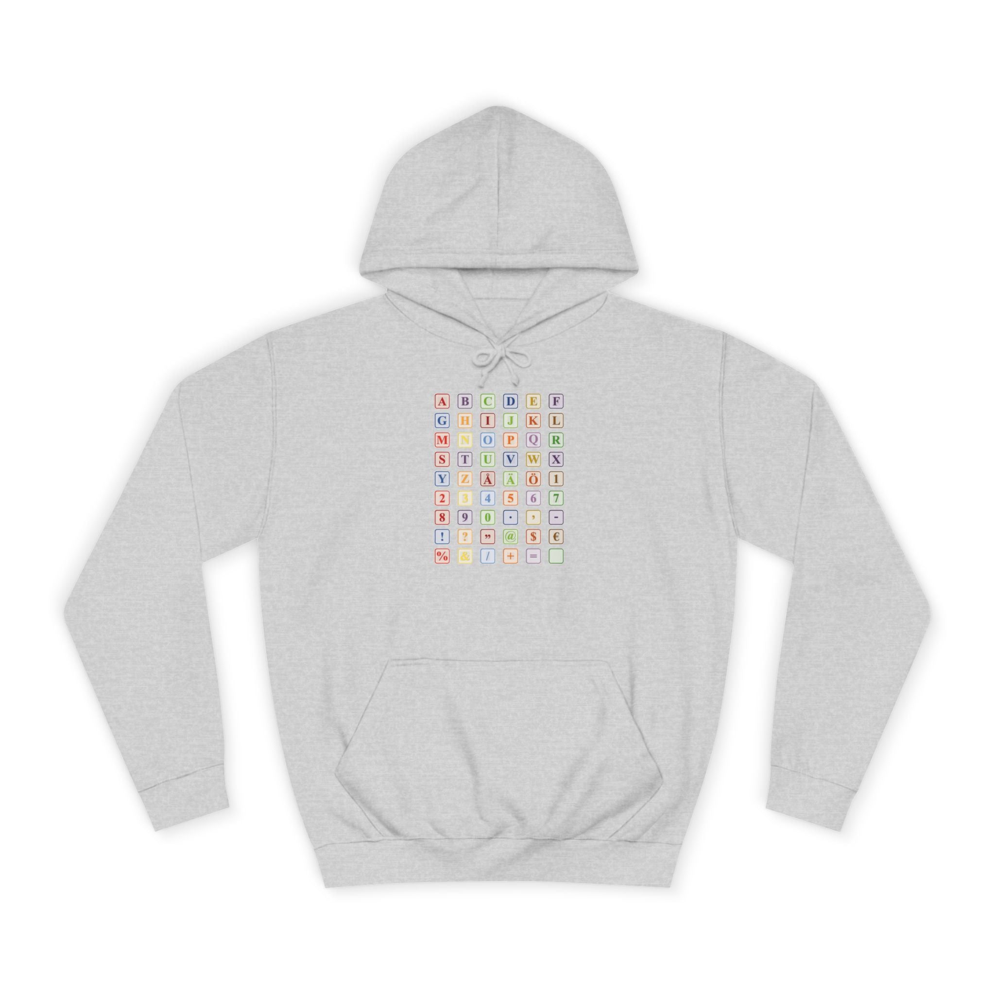 Sweat à capuche Blocs Alphabet | Grille de lettres colorées, imprimé dos et devant