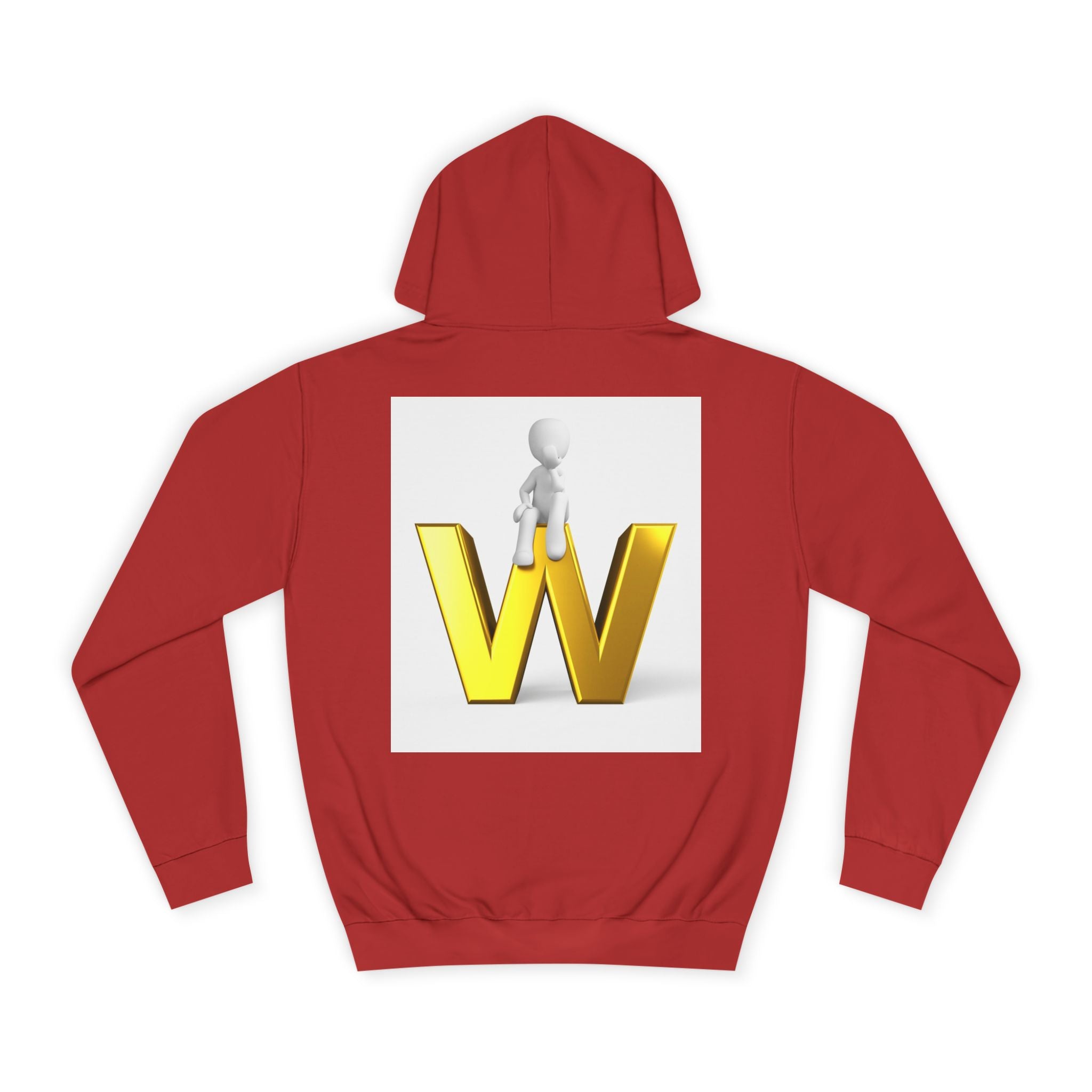 3D Gold W Letter with Sitting Figure Hoodie | Initial W Sweatshirt