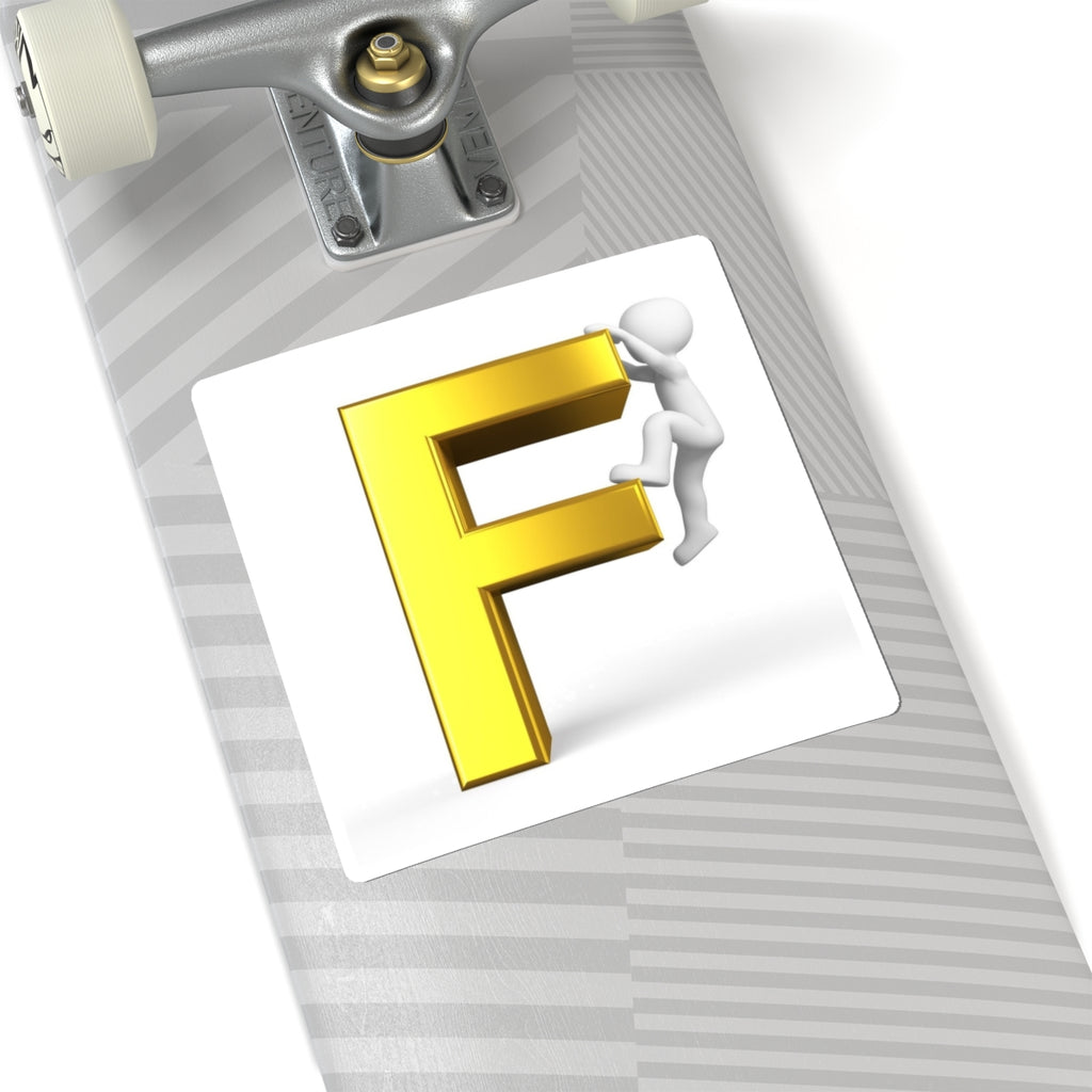 Gold Letter F Climber Sticker | Kiss-Cut Sticker