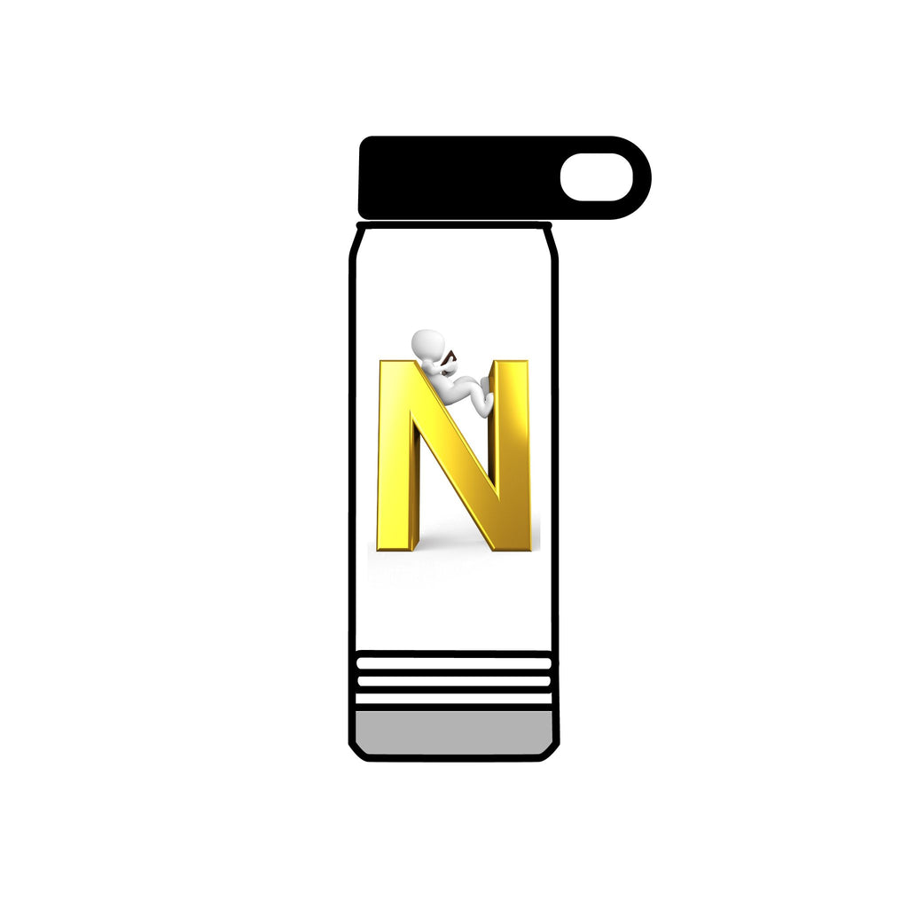 Gold Letter N Monogram water bottle | 20oz Initial Bottle