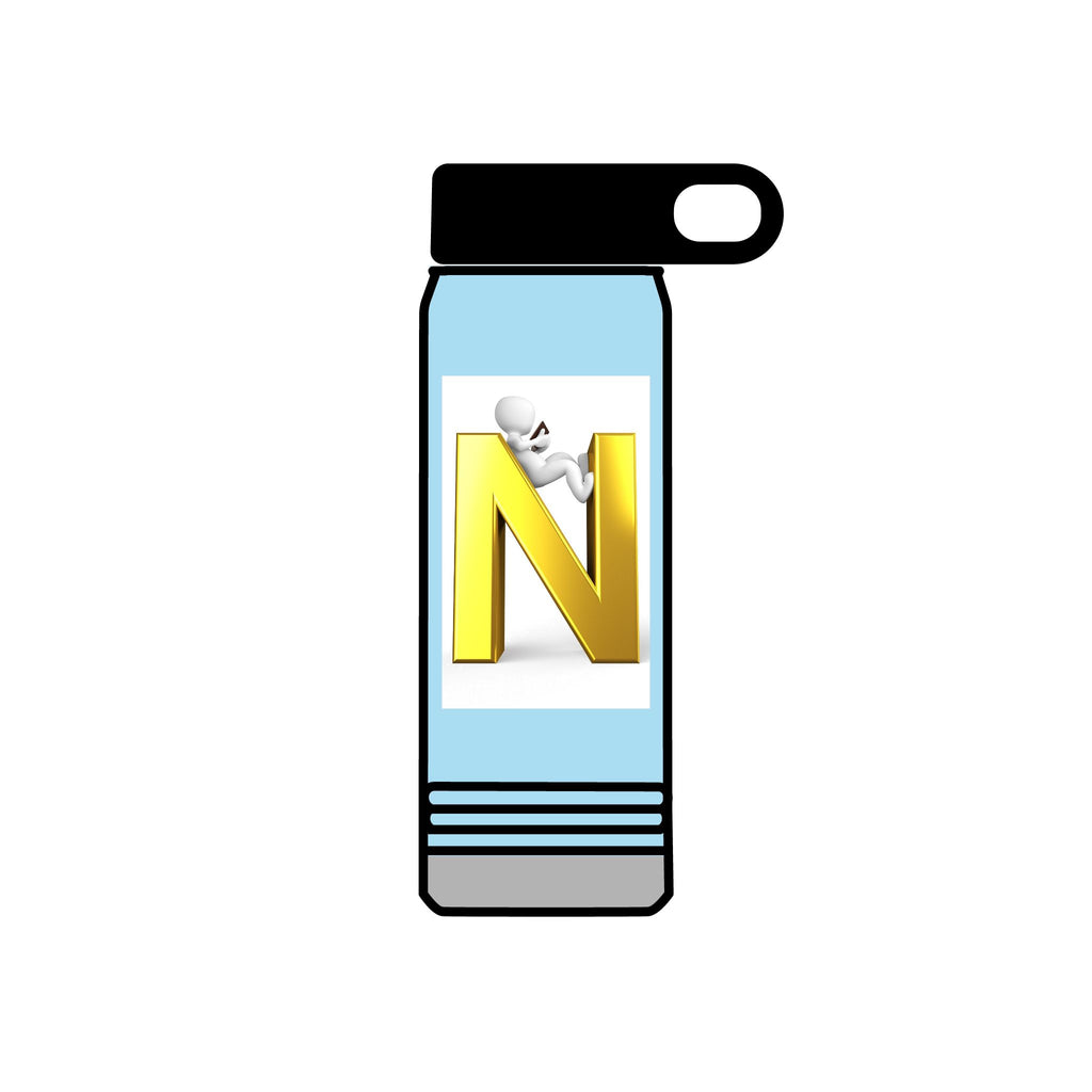 Gold Letter N Monogram water bottle | 20oz Initial Bottle