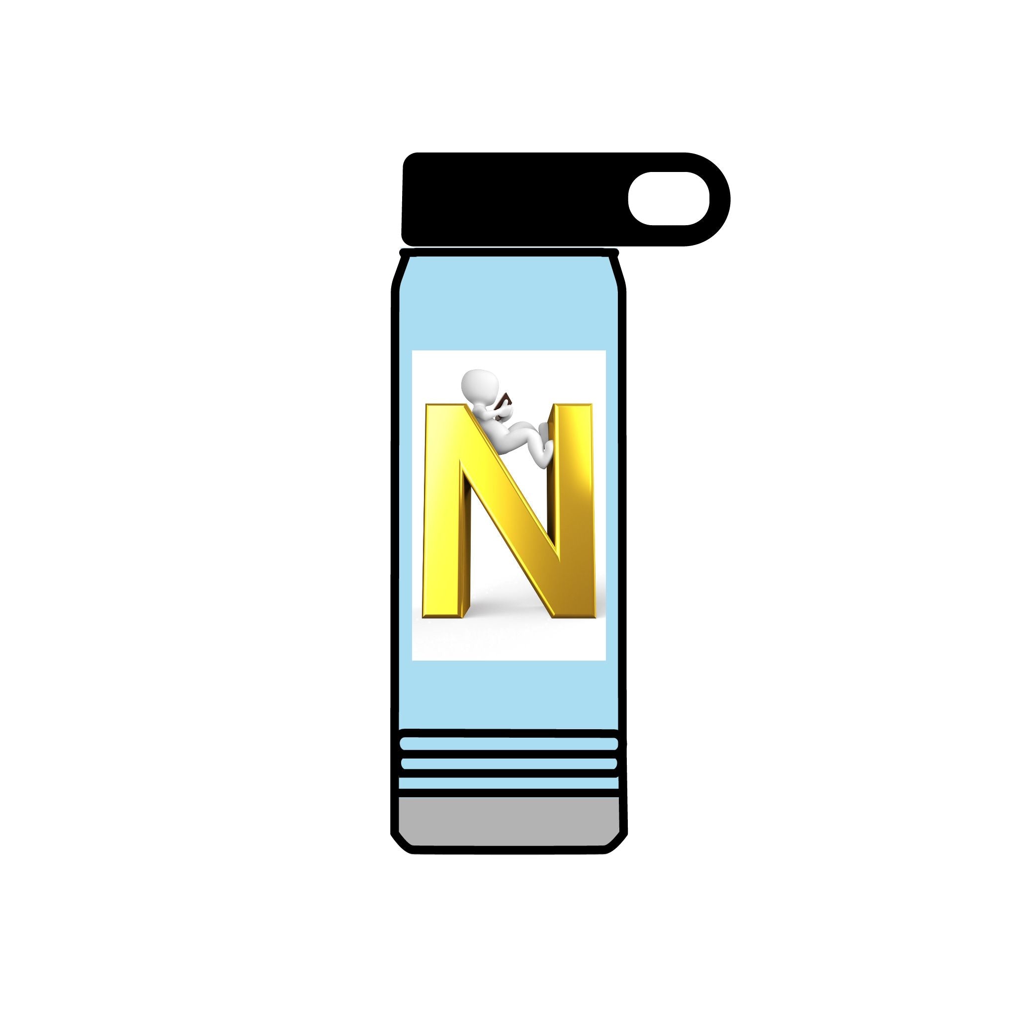 Gold Letter N Monogram water bottle | 20oz Initial Bottle
