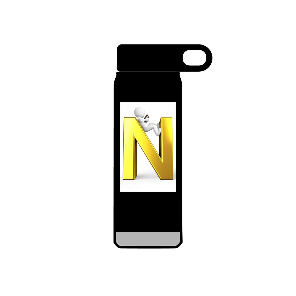 Gold Letter N Monogram water bottle | 20oz Initial Bottle