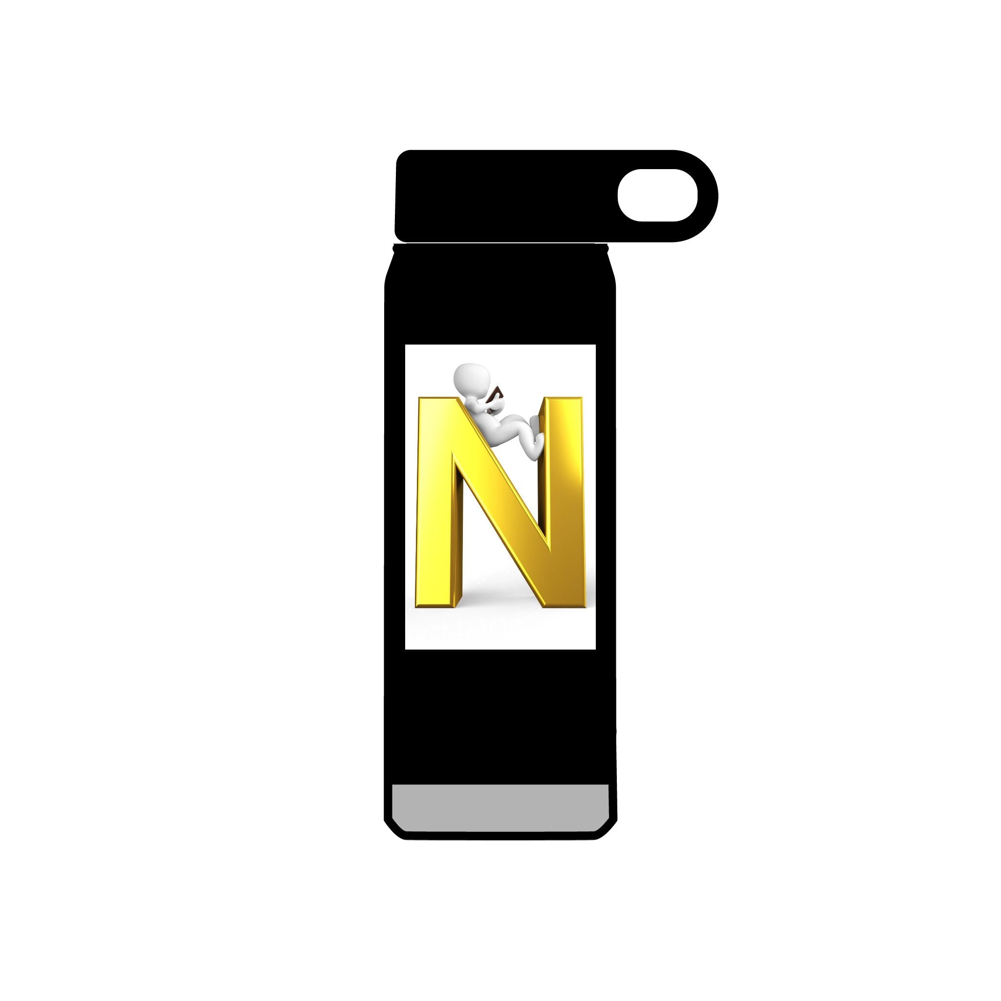 Gold Letter N Monogram water bottle | 20oz Initial Bottle