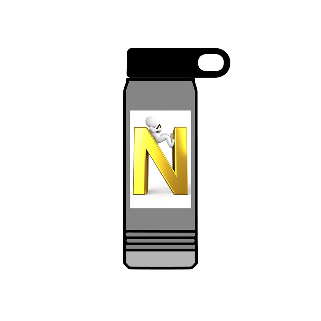 Gold Letter N Monogram water bottle | 20oz Initial Bottle