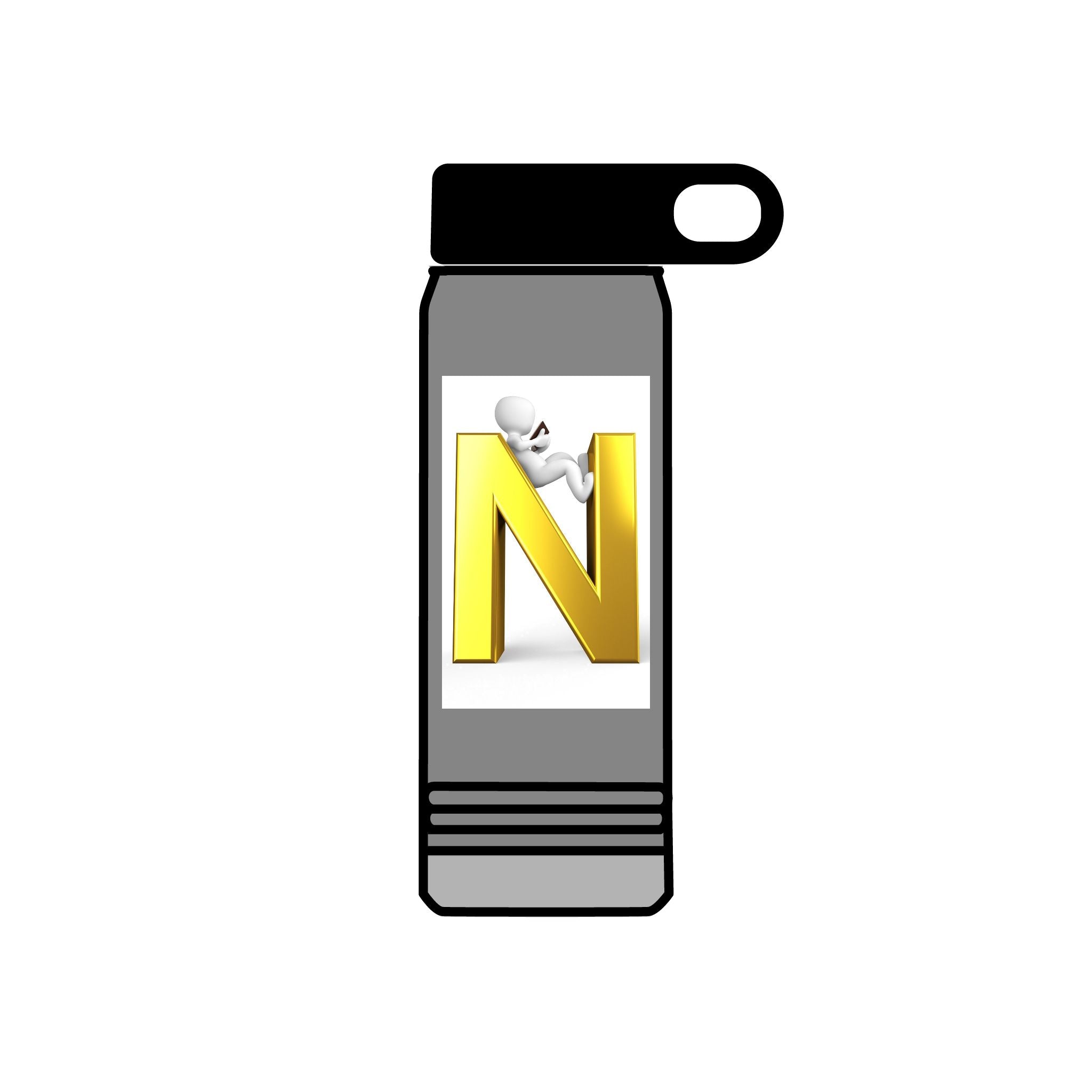 Gold Letter N Monogram water bottle | 20oz Initial Bottle