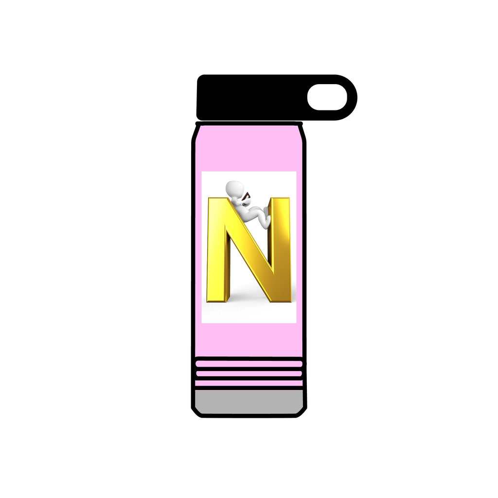 Gold Letter N Monogram water bottle | 20oz Initial Bottle