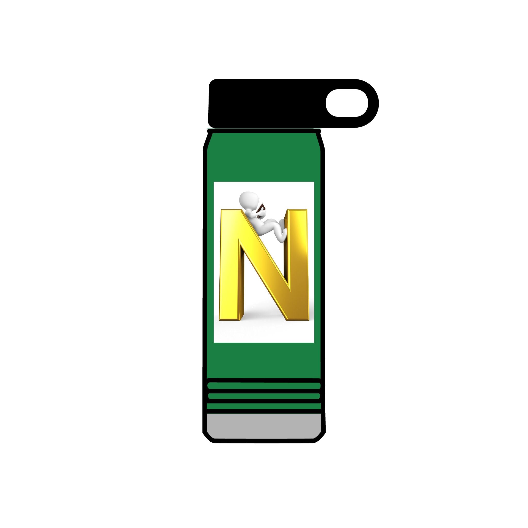 Gold Letter N Monogram water bottle | 20oz Initial Bottle