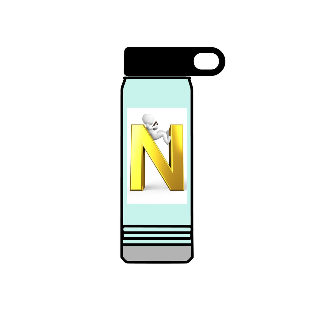 Gold Letter N Monogram water bottle | 20oz Initial Bottle