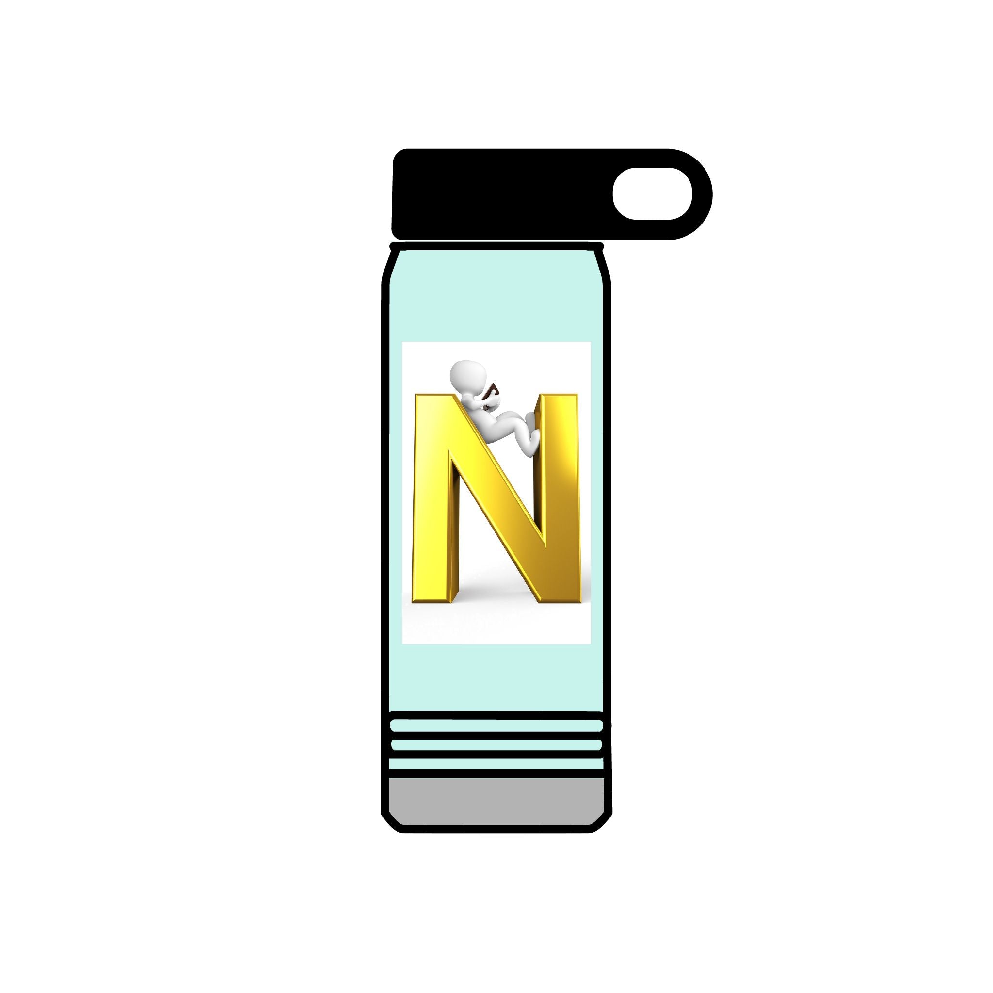 Gold Letter N Monogram water bottle | 20oz Initial Bottle