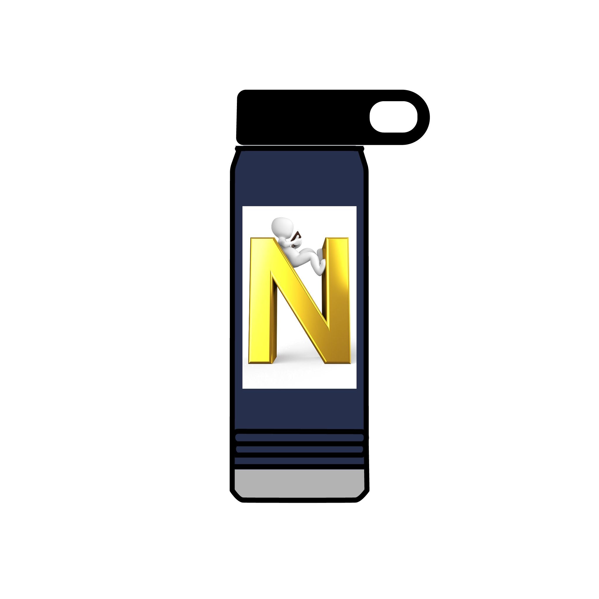Gold Letter N Monogram water bottle | 20oz Initial Bottle