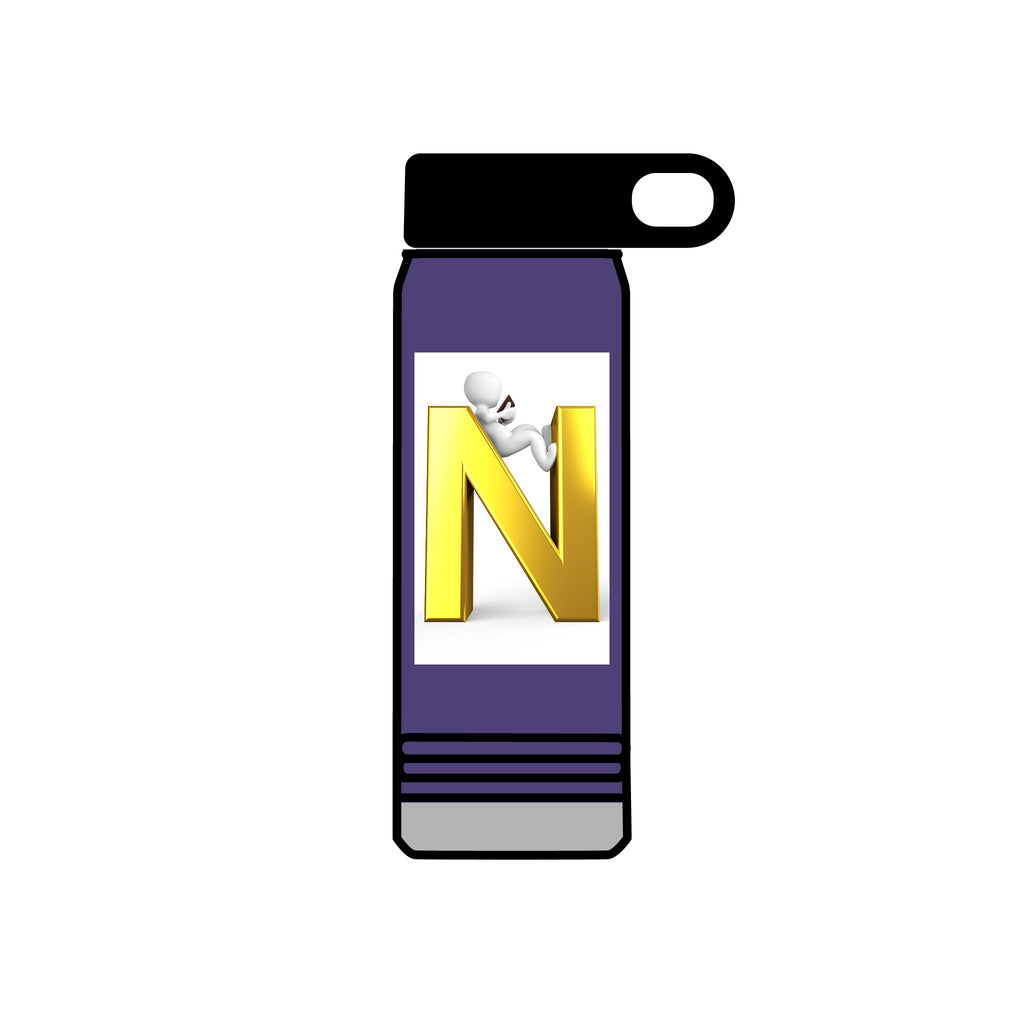 Gold Letter N Monogram water bottle | 20oz Initial Bottle