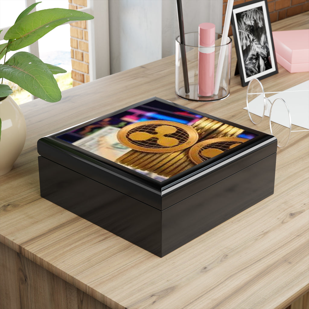 Ripple Cryptocurrency Coin Jewelry Box | Ripple Logo Keepsake Trinket Box