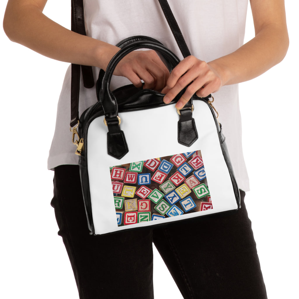 Alphabet Blocks Shoulder Handbag | Colorful Kids Letter Cube Print