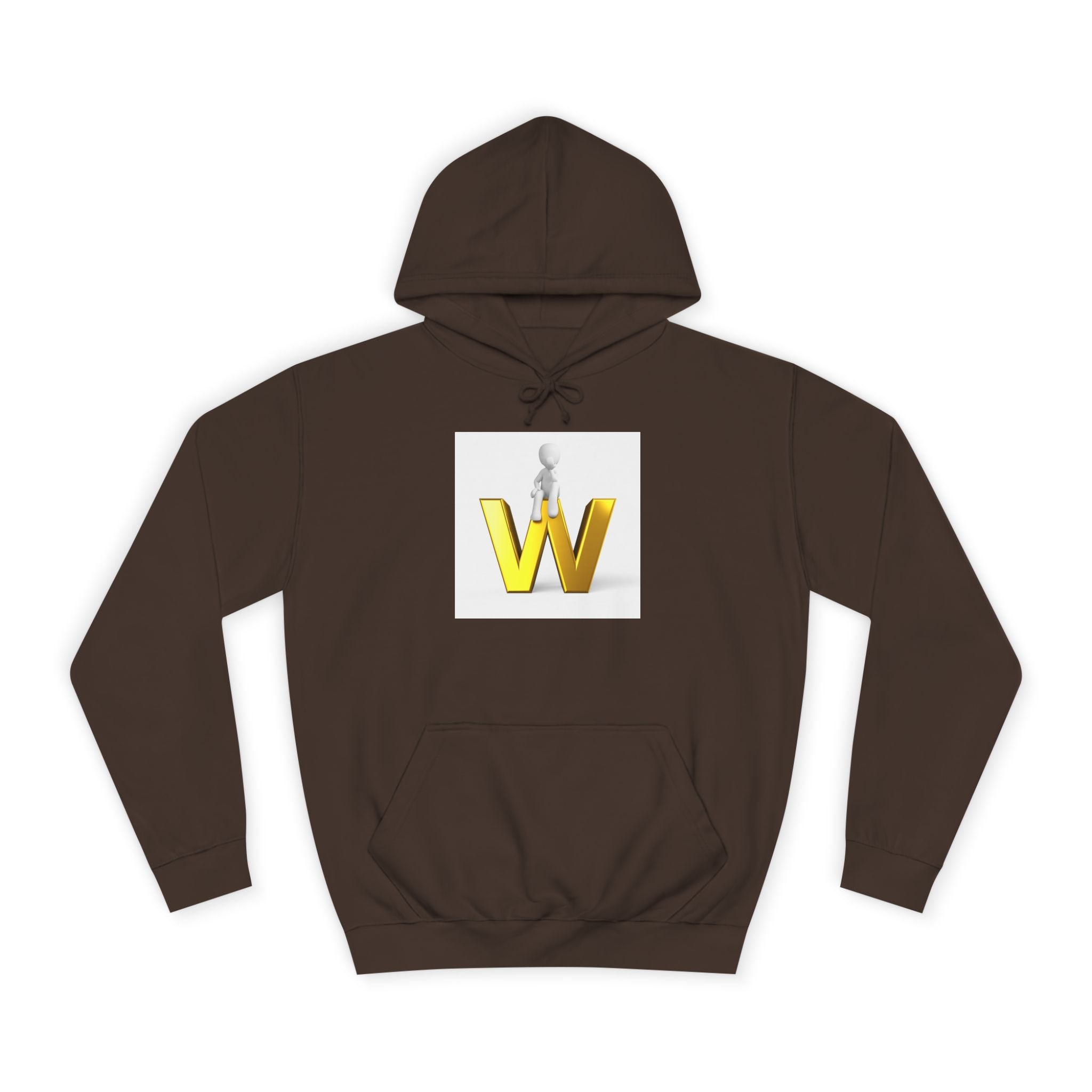 Sweat à capuche lettre W dorée 3D avec figurine assise | Sweat-shirt initiale W