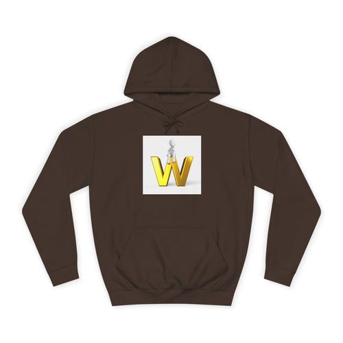 Sweat à capuche lettre W dorée 3D avec figurine assise | Sweat-shirt initiale W