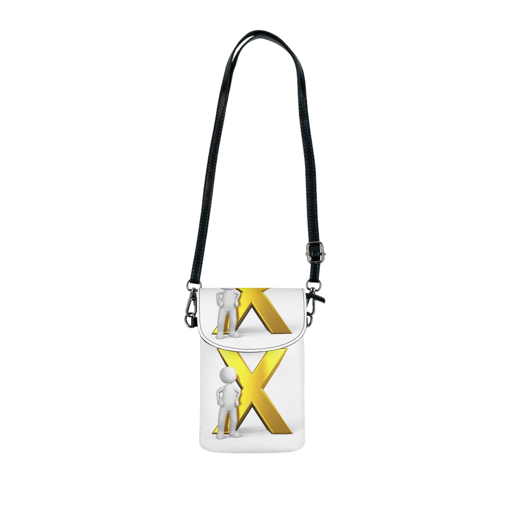 Gold Letter X with 3D Figure Small Cell Phone Wallet | Crossbody Pouch