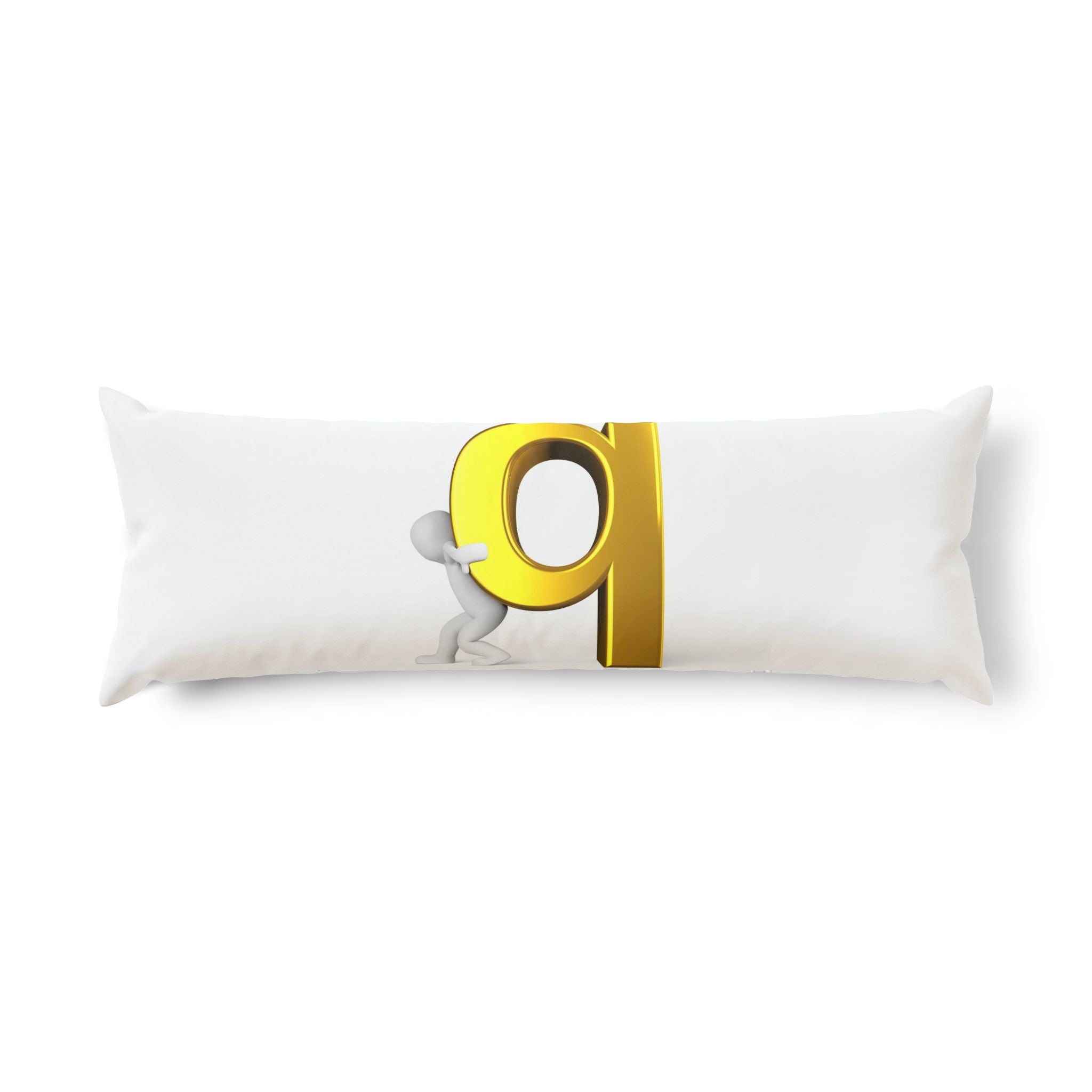 3D Character Pushing Gold Letter Q Body Pillow | Alphabet Lettercase Decor