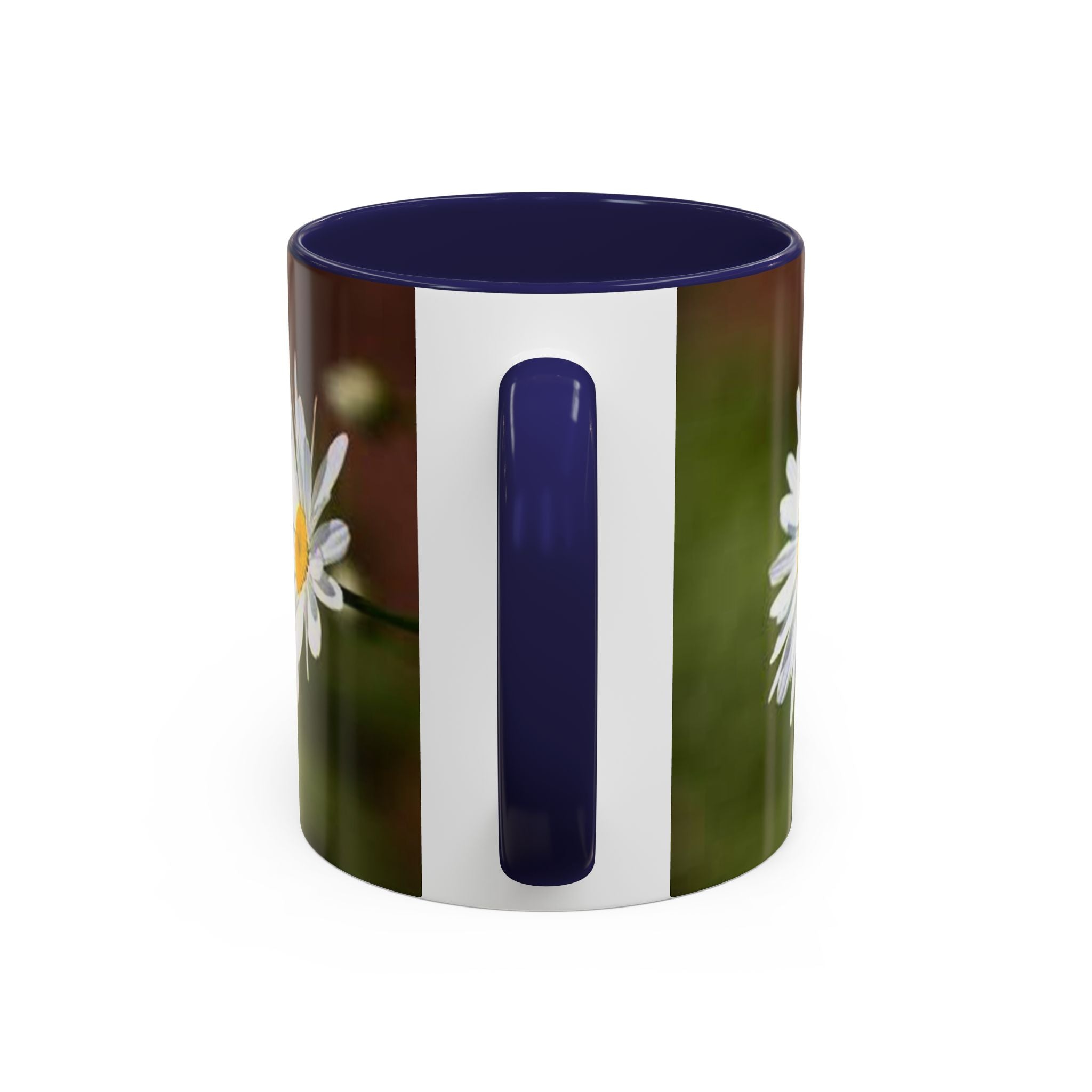 White Daisy Floral Accent Mug | 11oz or 15oz Ceramic