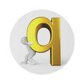 3D Gold Letter Q with Figure Round Rug | Alphabet Monogram Floor Mat