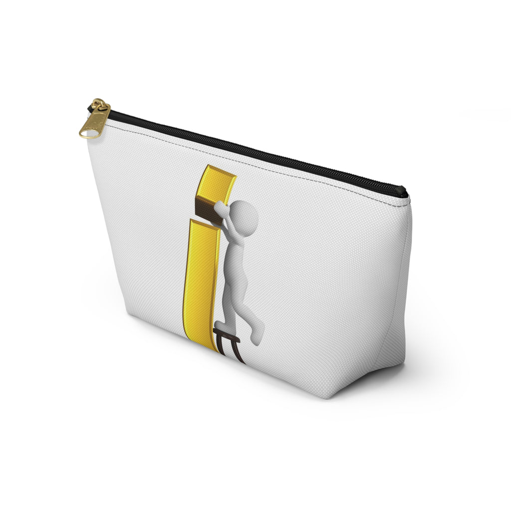 3D Stick Figure Building Gold Letter i Accessory Pouch | T-Bottom Zipper Pouch