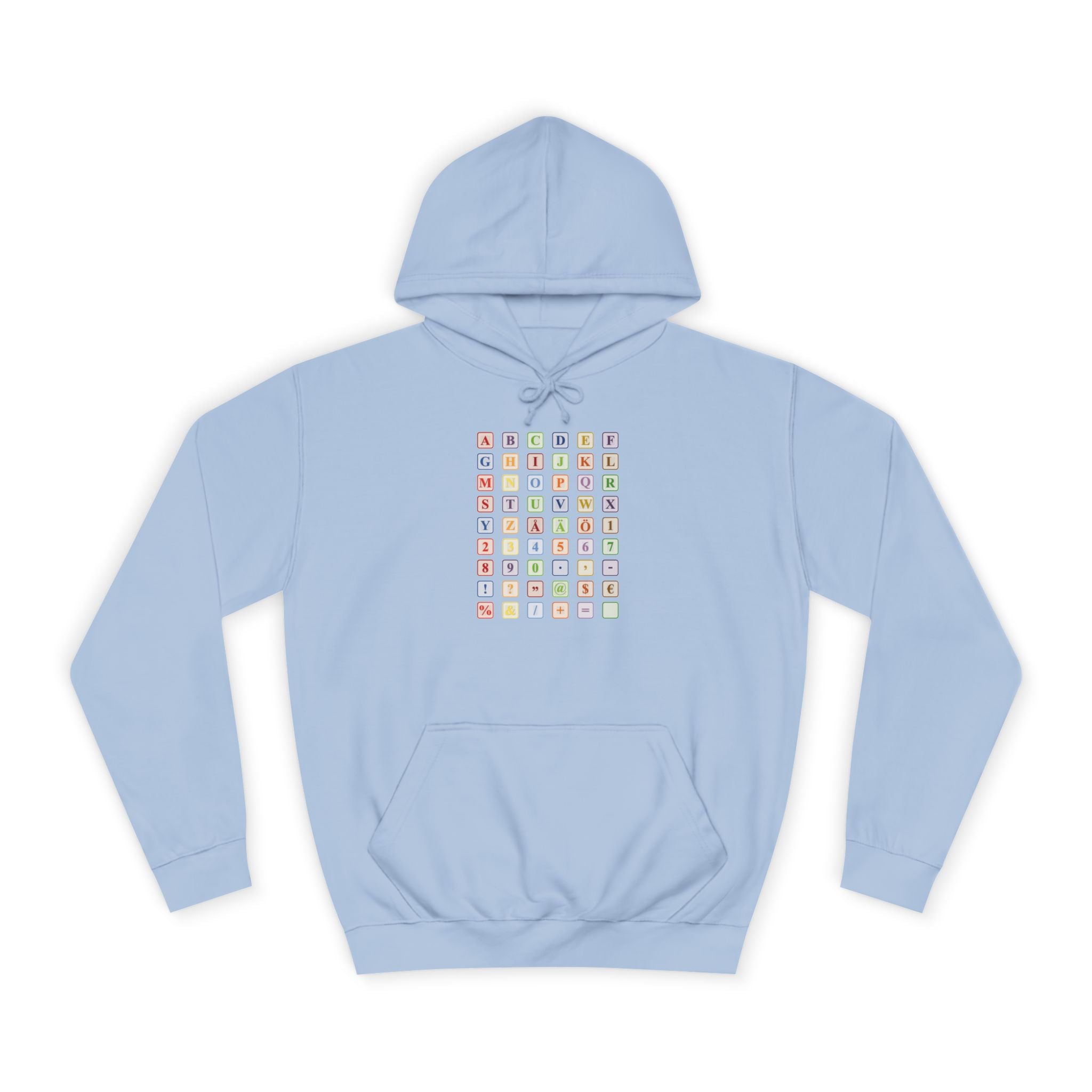 Sweat à capuche Blocs Alphabet | Grille de lettres colorées, imprimé dos et devant