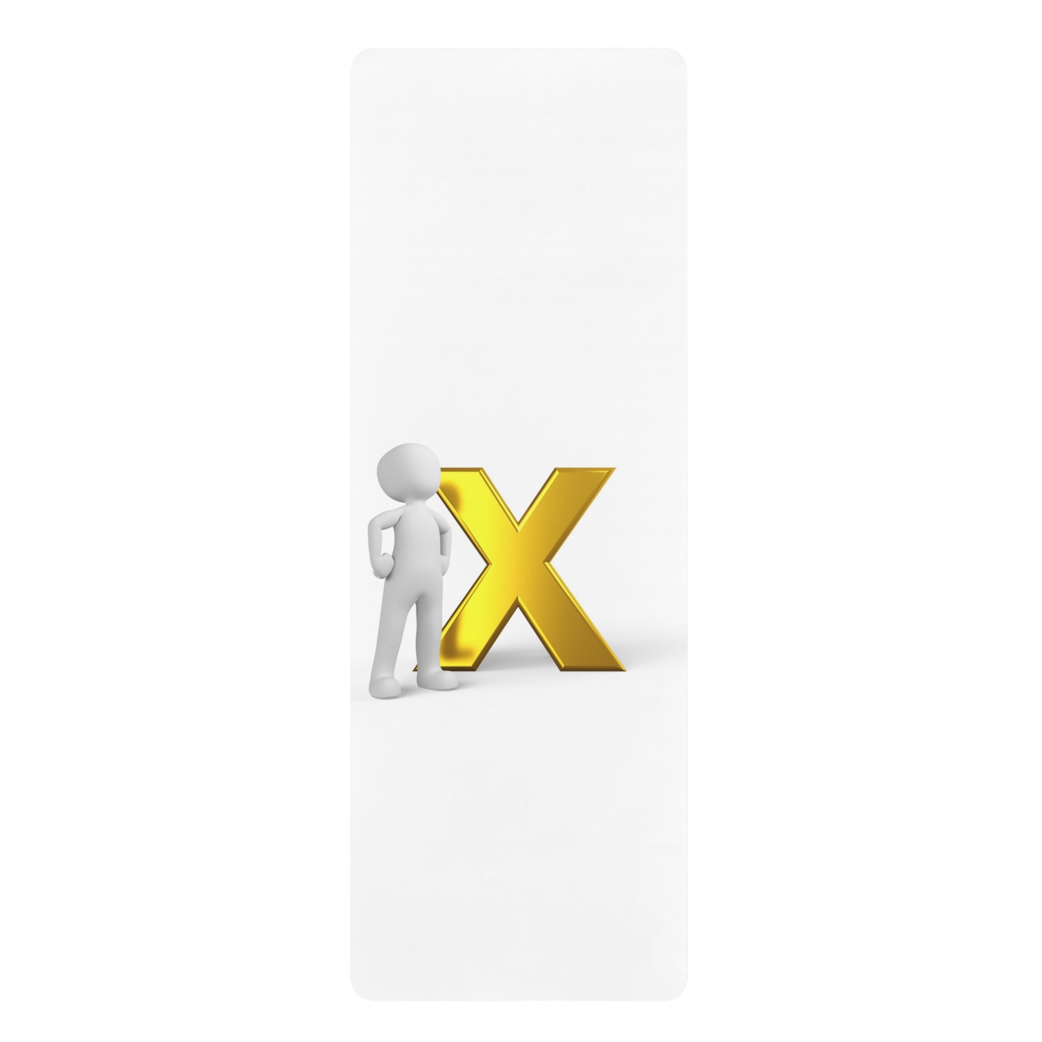 3D Stick Figure with Gold X Rubber Yoga Mat | Minimalist Logo Mat
