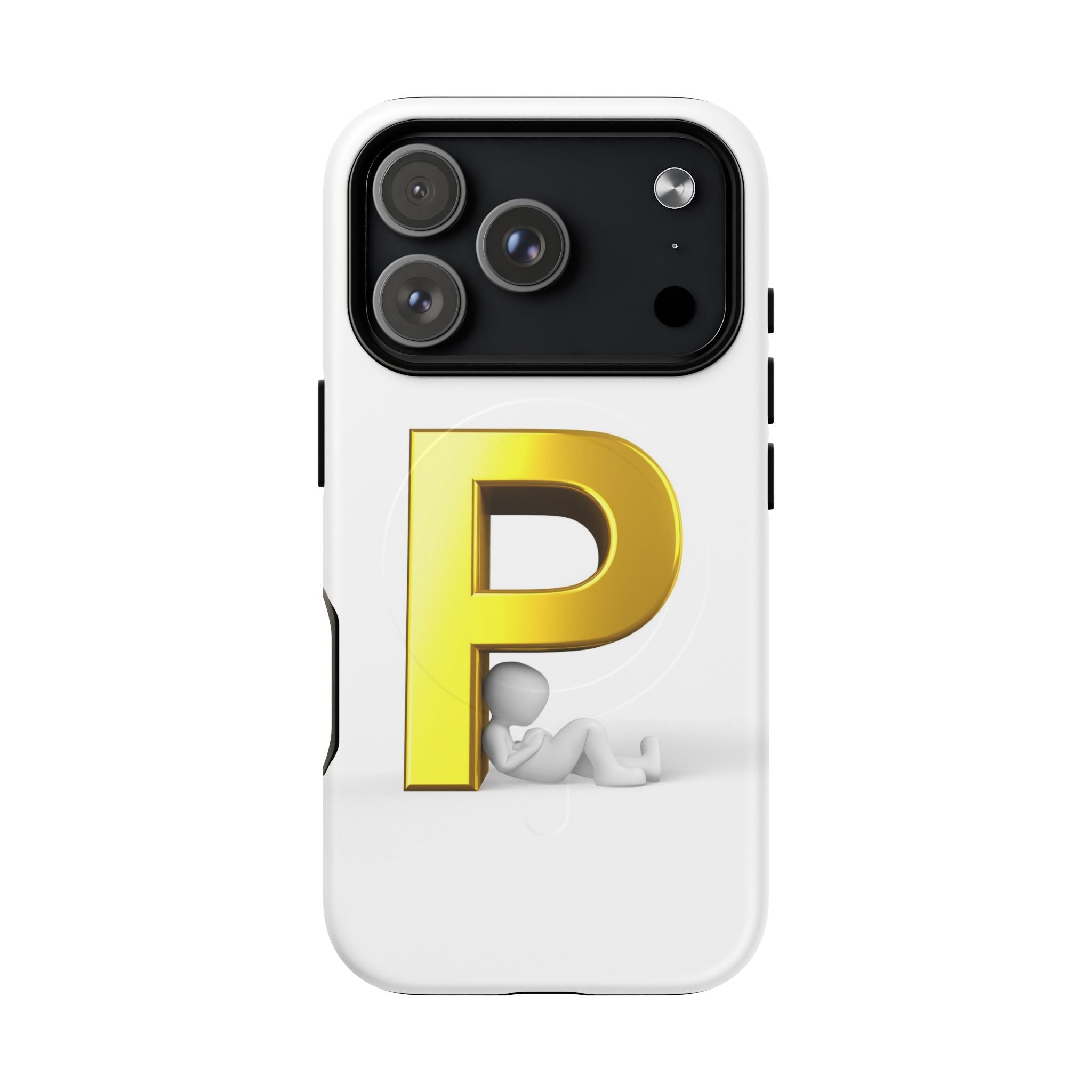 Coque de Téléphone Monogramme Lettre P Dorée | Coque Magnétique Robuste