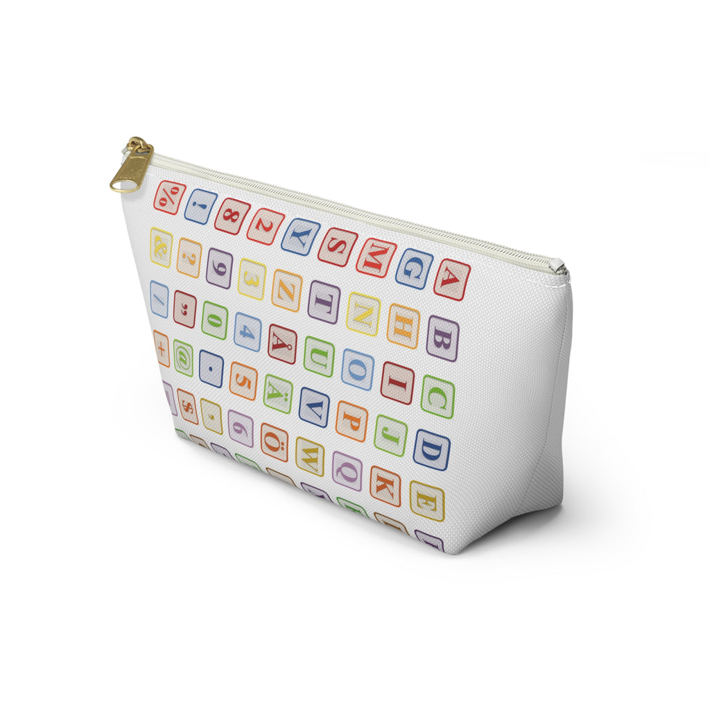 Alphabet Blocks Pattern Accessory Pouch | Letter Tile Makeup Bag