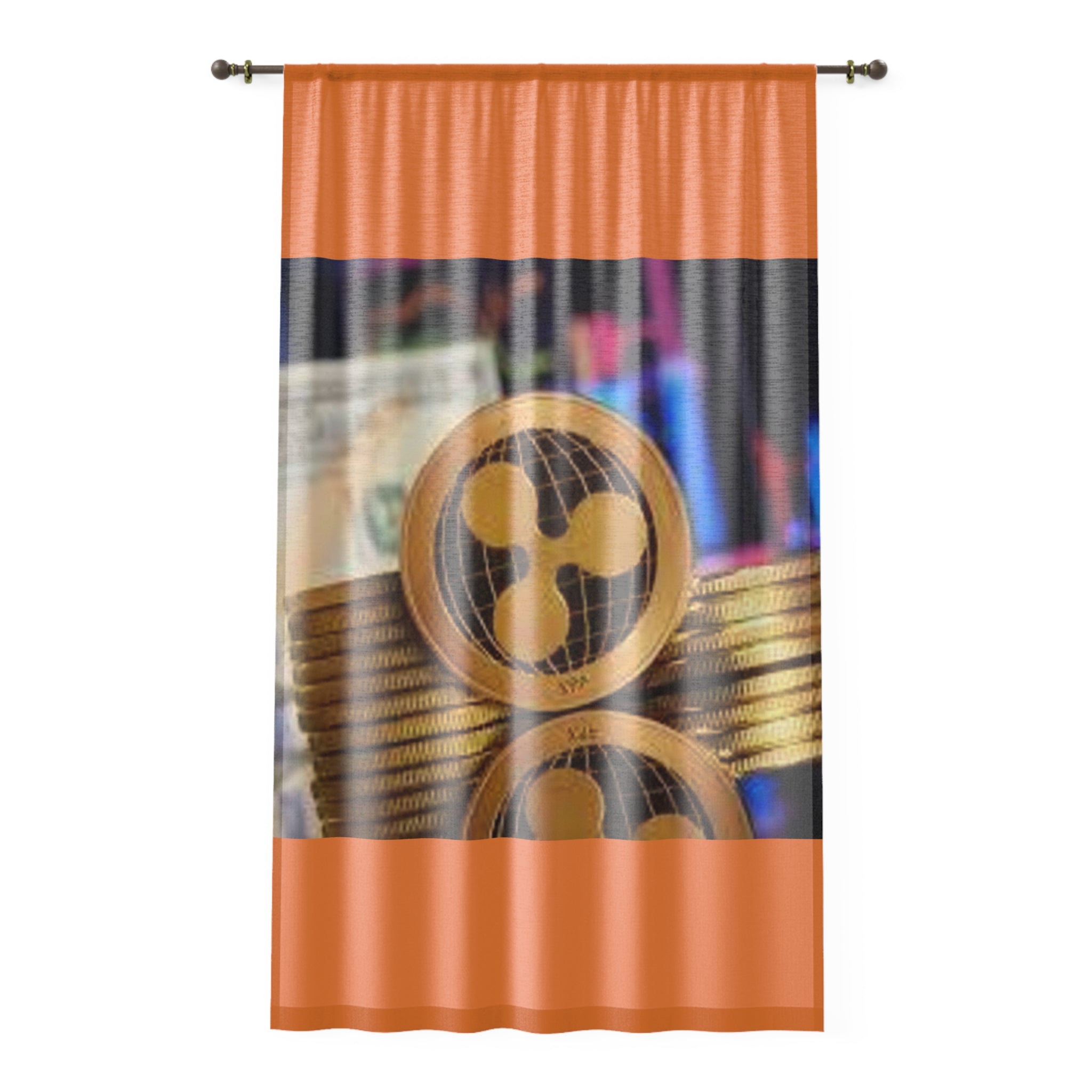 Ripple Crypto Coin Window Curtain | Cryptocurrency Stacked Coins Print