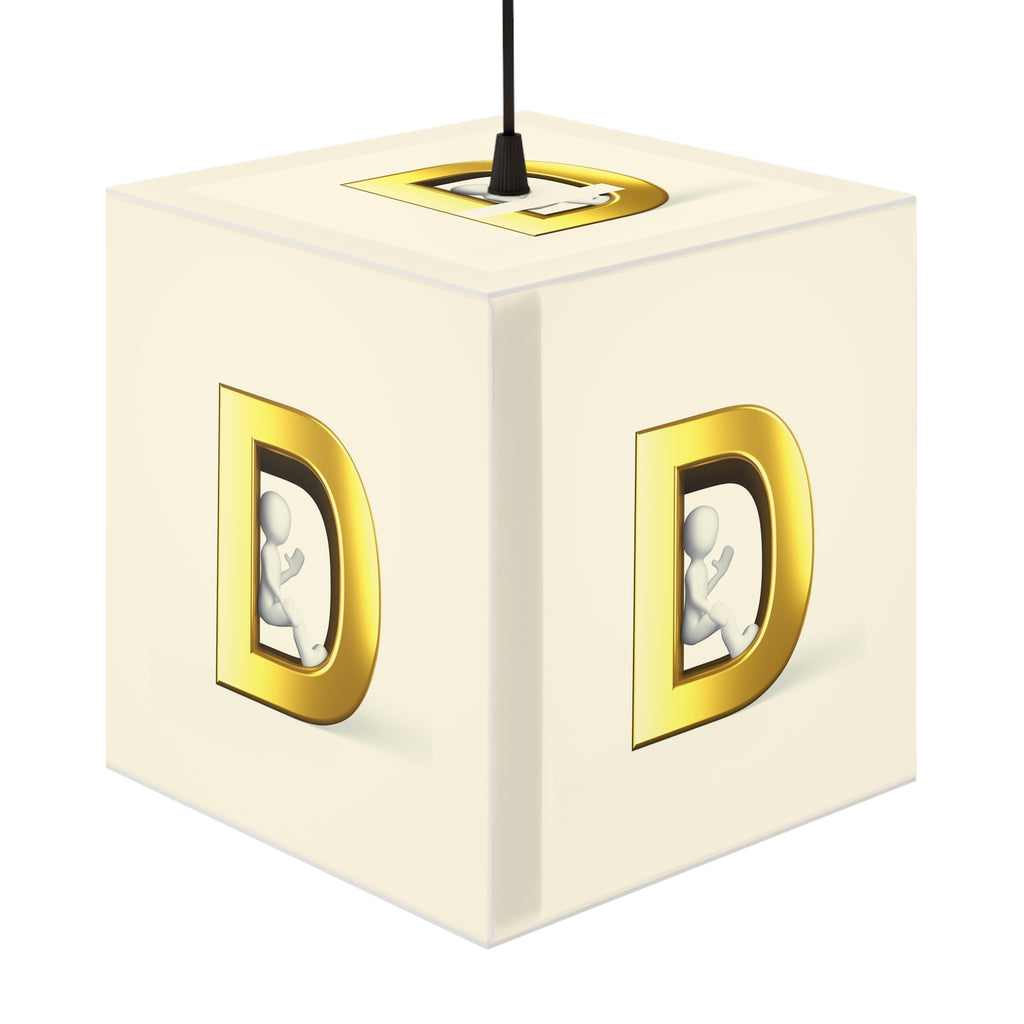 Golden Letter D Light Cube Lamp | Monogram Initial Table Lamp
