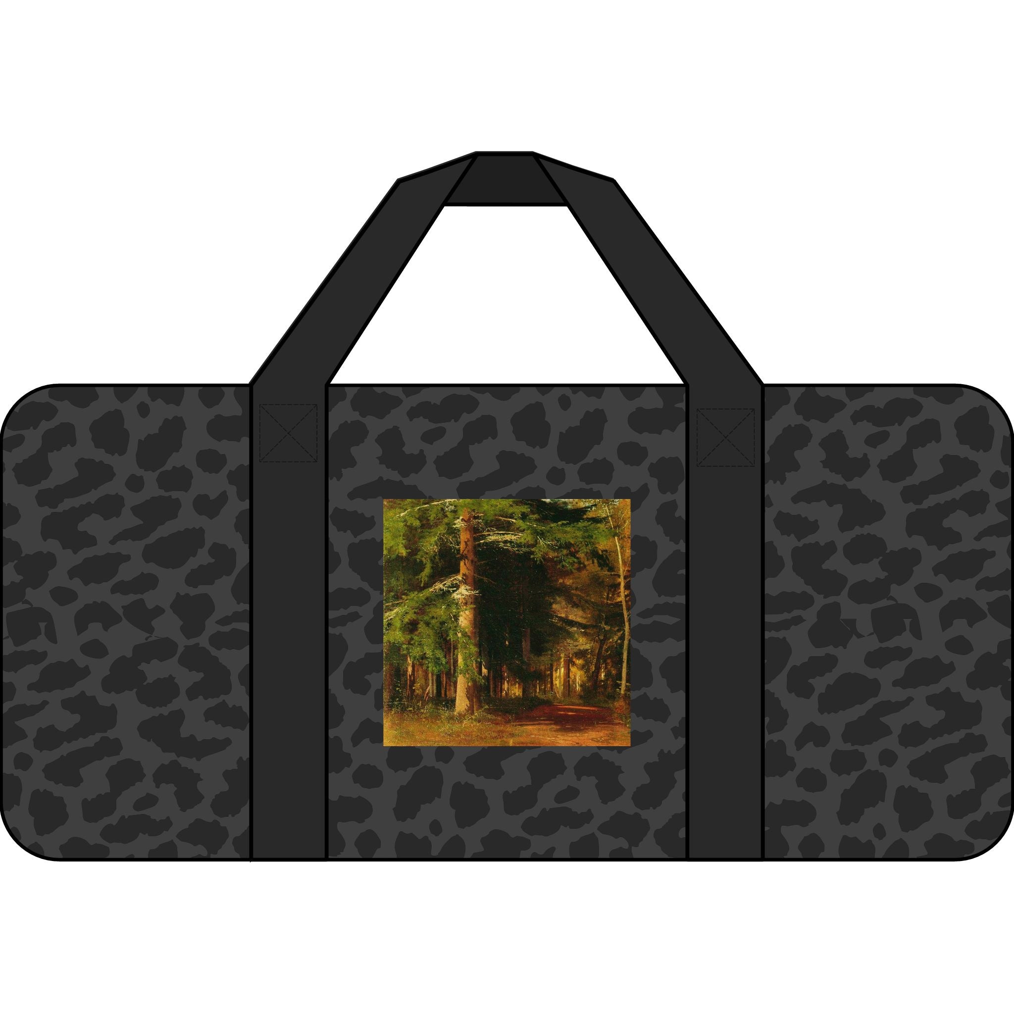 Sac polochon Forêt Enchantée | scène de nature, sangles à carreaux ou camouflage