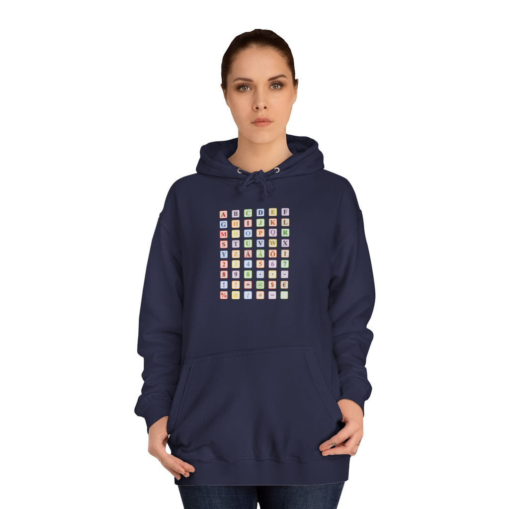 Alphabet Blocks Hoodie | Colorful Letter Grid, Back & Front Print