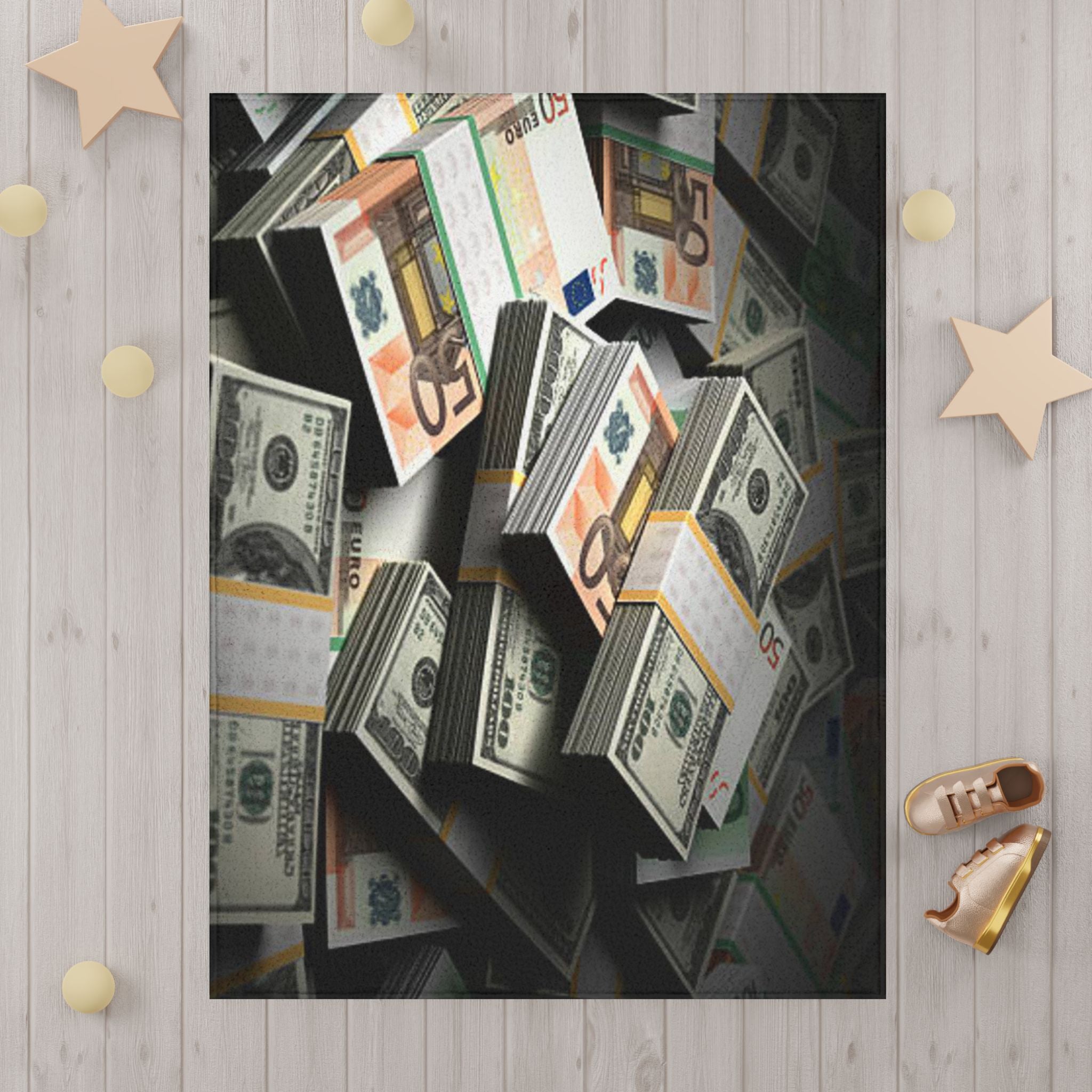 Stacks of Money Toddler Blanket | Cash Print, Playroom Throw