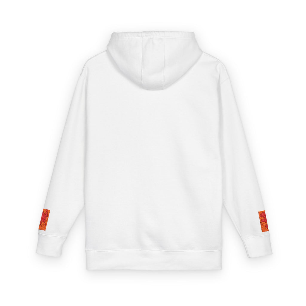 Orange Phoenix Pixel Art Hoodie | Square Chest & Sleeve Patch