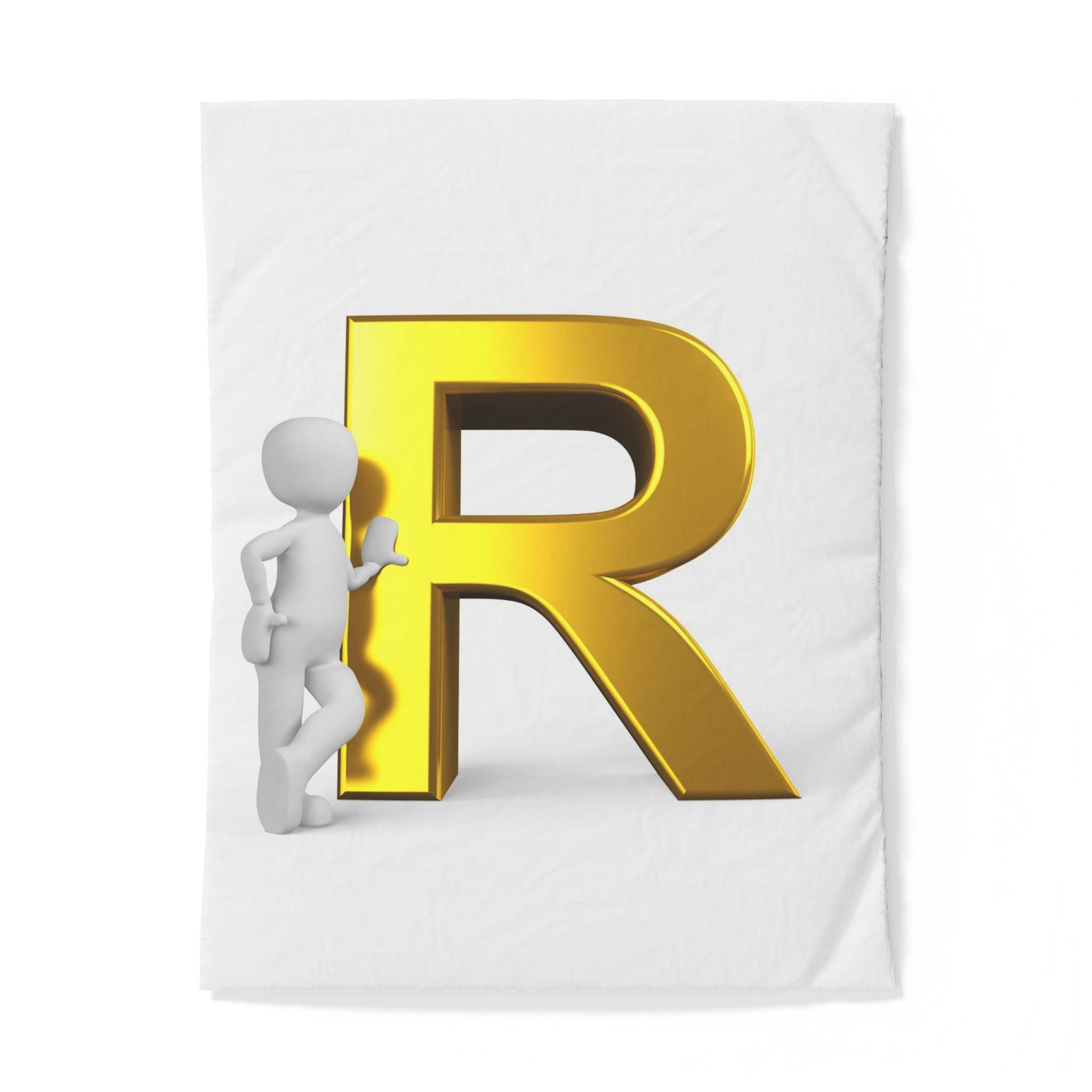 Housse de couette lettre R 3D or | Parure de lit monogramme