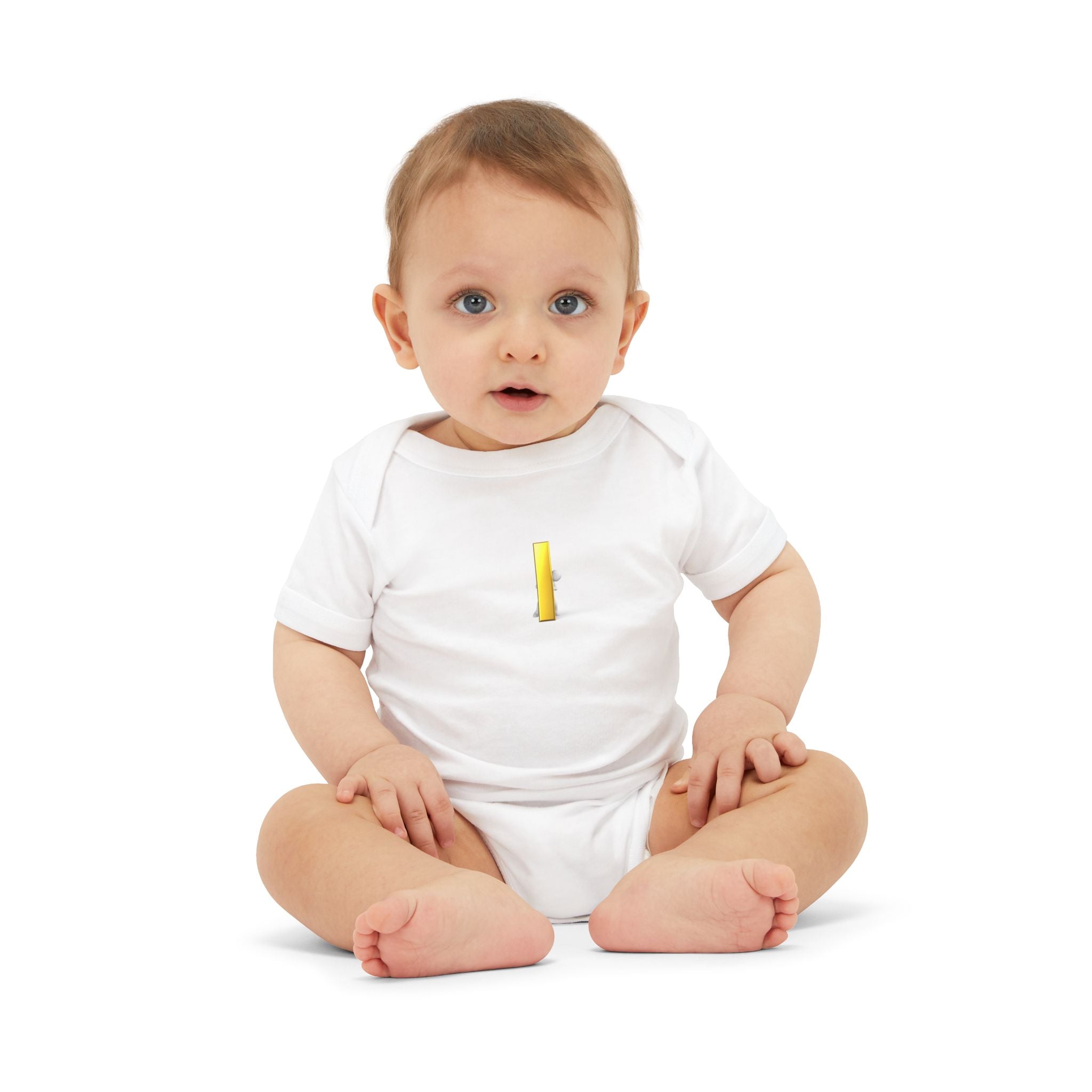 Yellow Letter i Infant One Piece | Minimal Baby Bodysuit