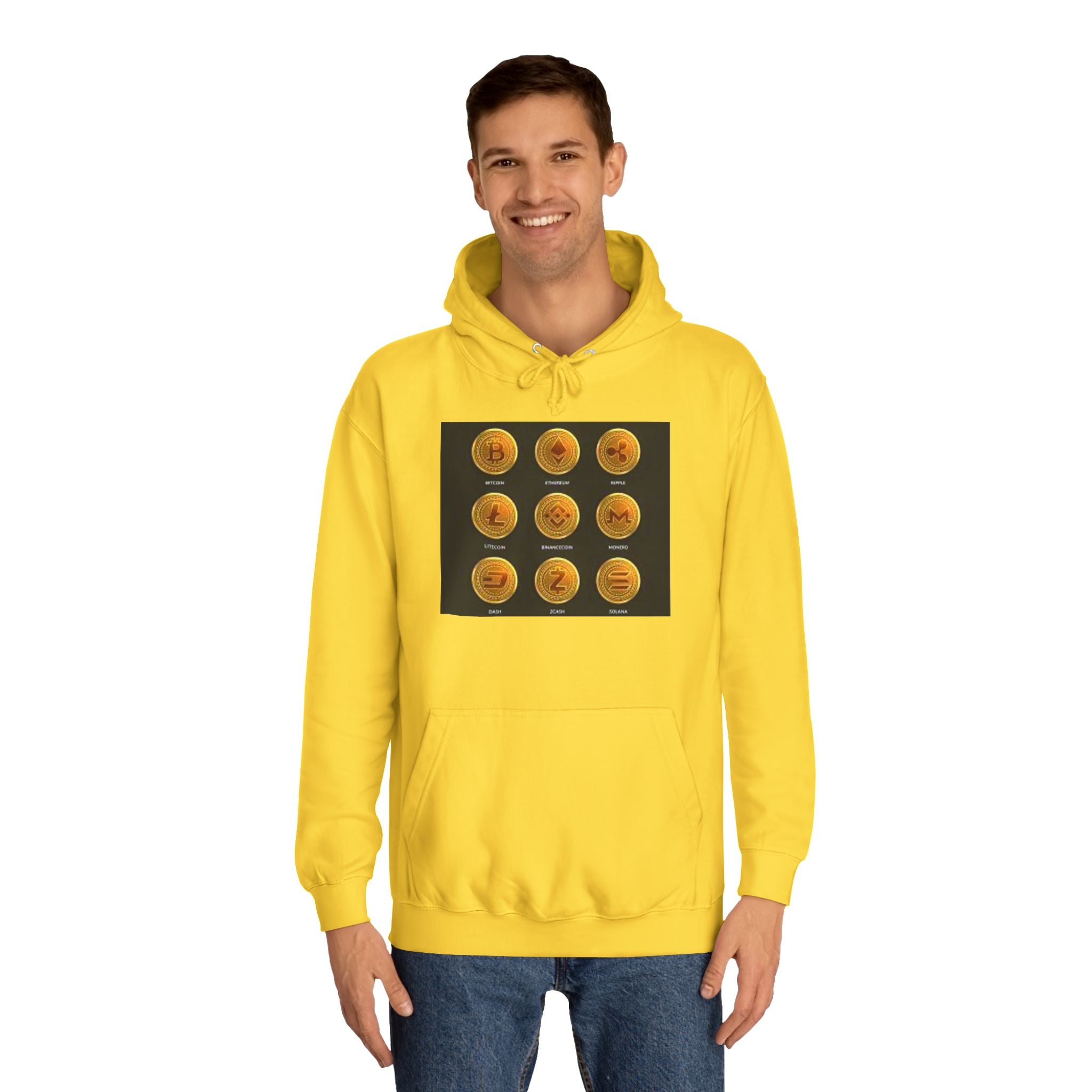 Crypto Coin Icons Hoodie | Bitcoin Ethereum Litecoin Ripple Doge Zcash Monero