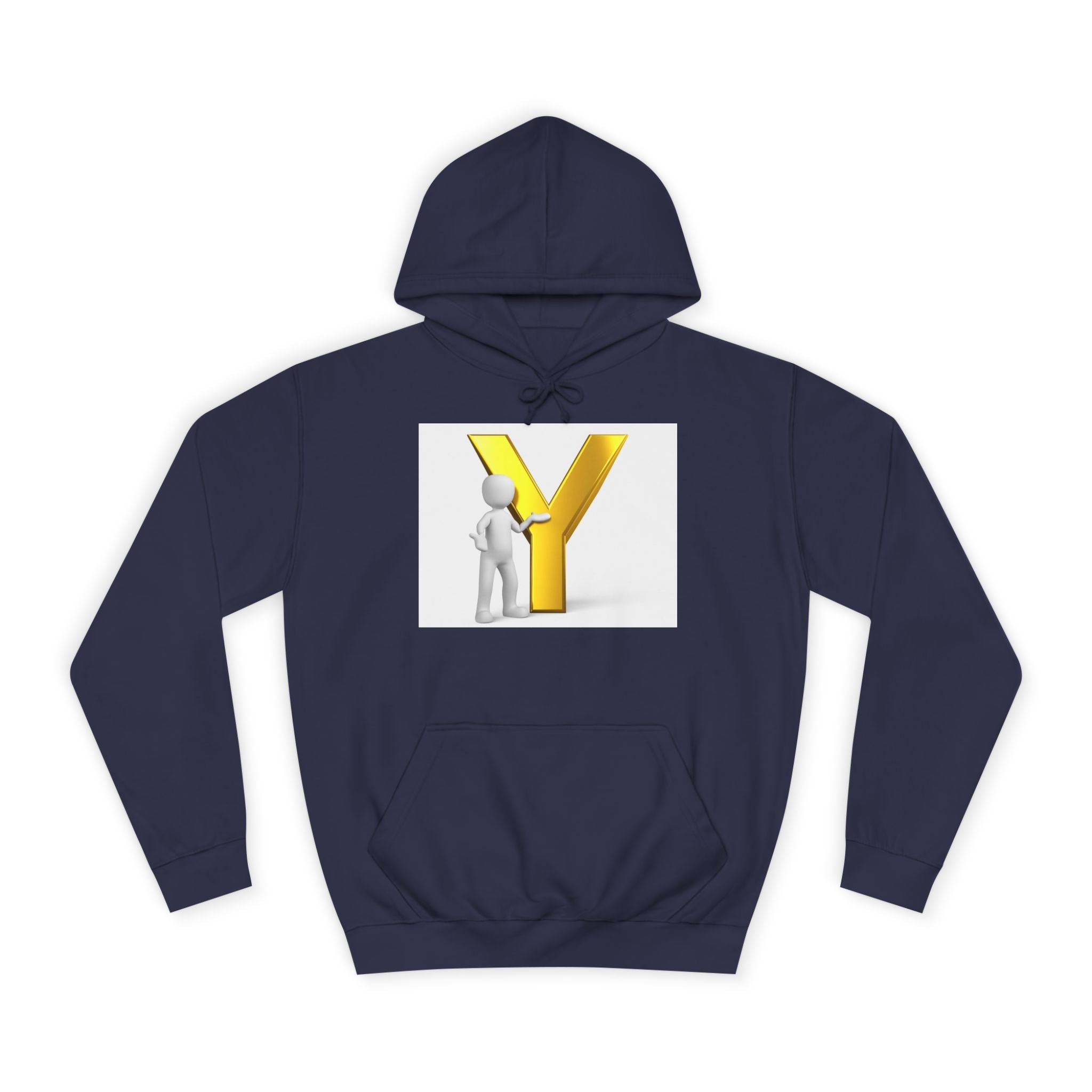 Sweat à capuche lettre Y en or 3D avec figurine | Monogramme initial