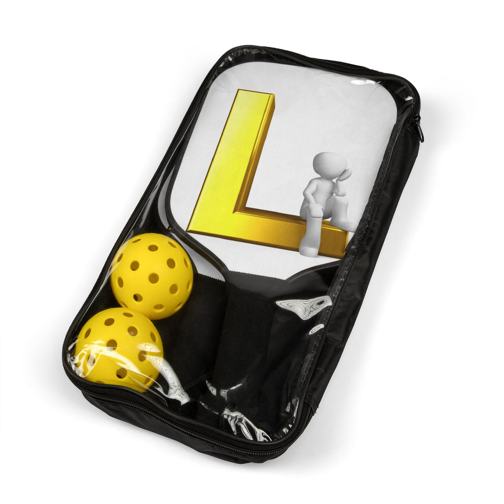 Yellow 3D Letter L with Figure pickleball paddle
