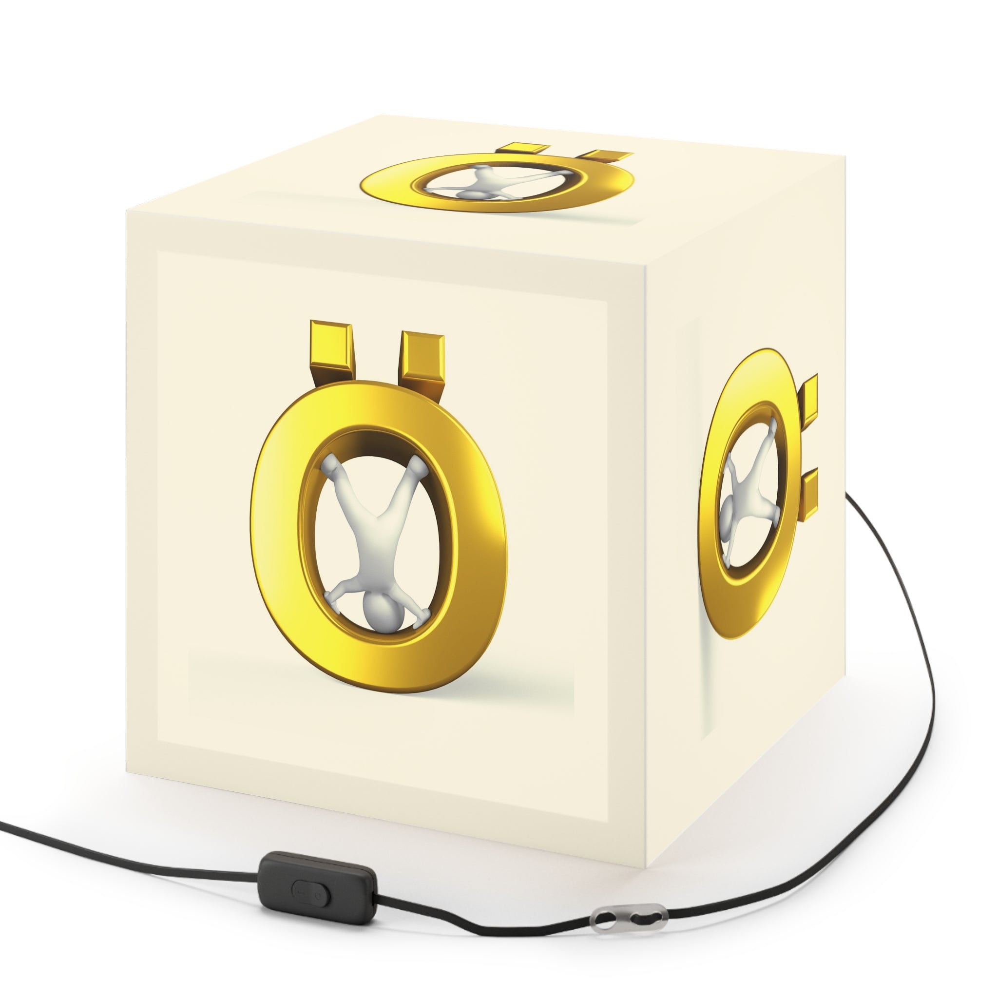 Golden Letter Ö Light Cube Lamp | Modern Minimalist Hanging Lamp