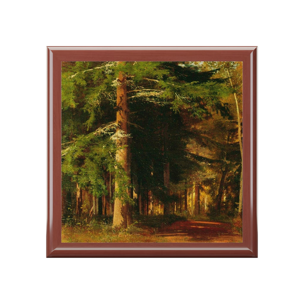 Forest Path Painting Jewelry Box | Woodland Landscape Trinket Box
